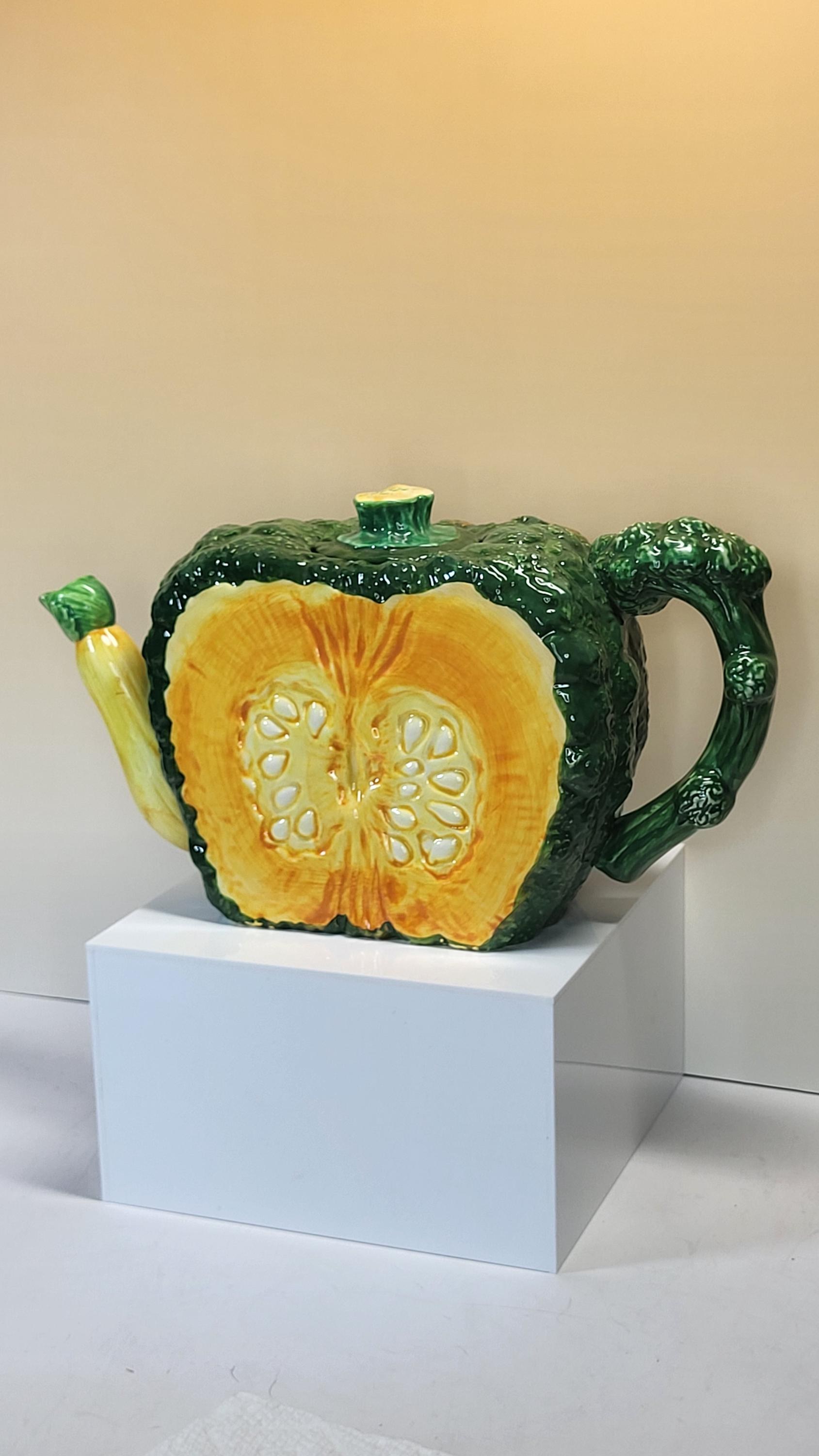 Vintage Large Department 56 Garden Collection Squash Teapot, Excellent Condition - Autumn Harvest - Fall Decor view 2