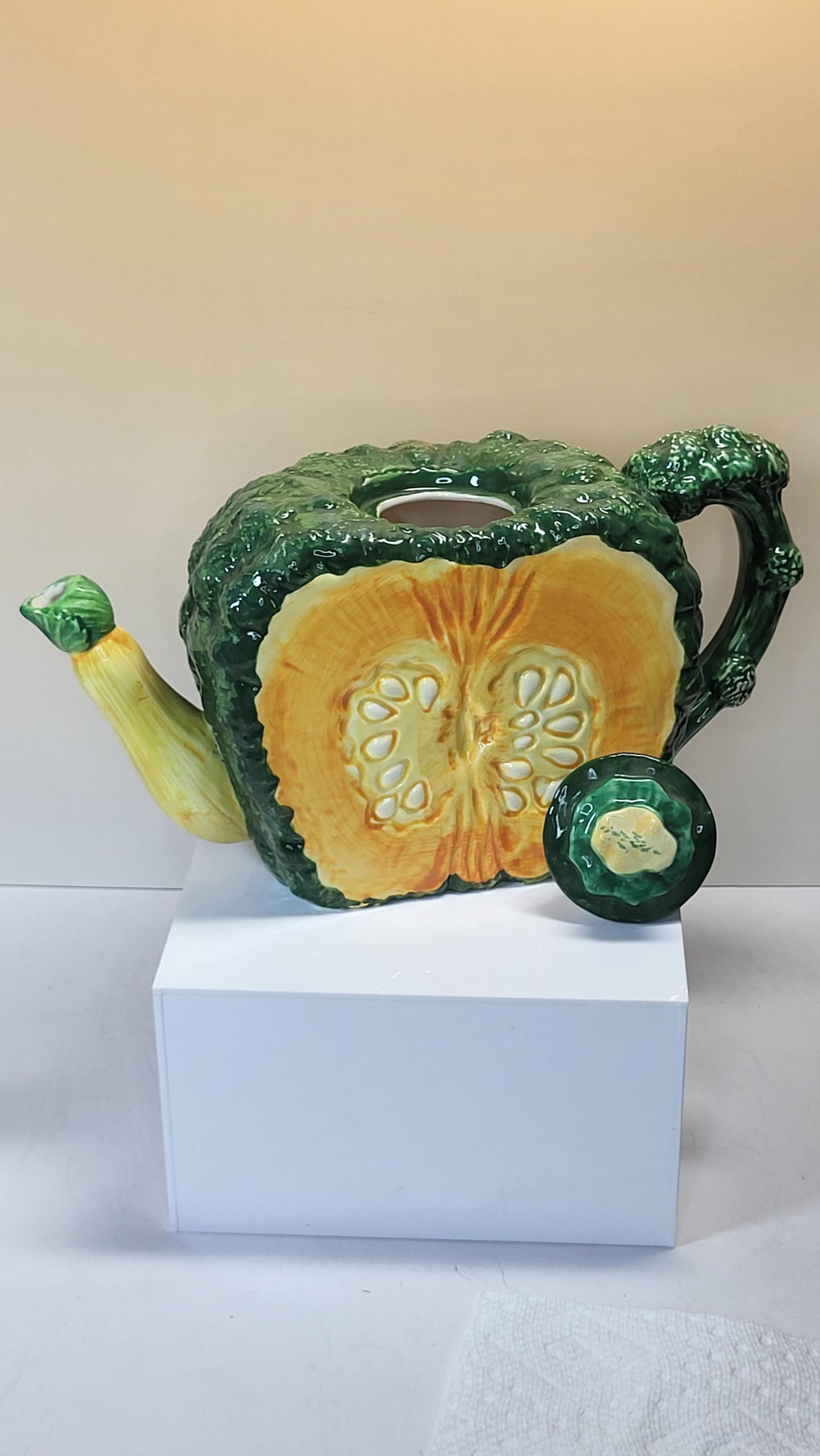 Vintage Large Department 56 Garden Collection Squash Teapot, Excellent Condition - Autumn Harvest - Fall Decor view 9
