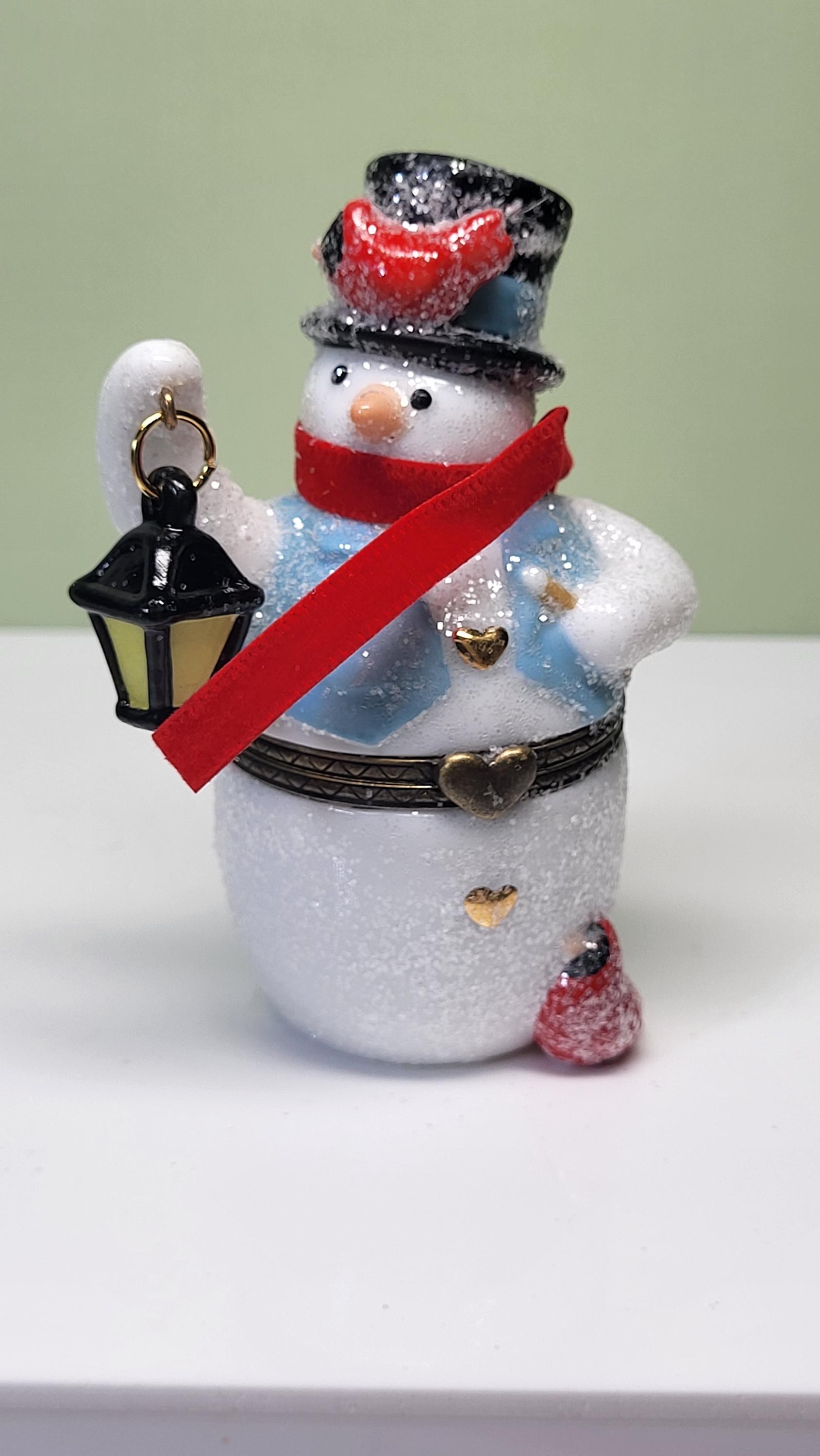Midwest of Cannon Falls PHB Collection Porcelain Snowman Hinged Trinket Box with Matches Trinket, Christmas Holiday Decor Vintage Collectibl view 3