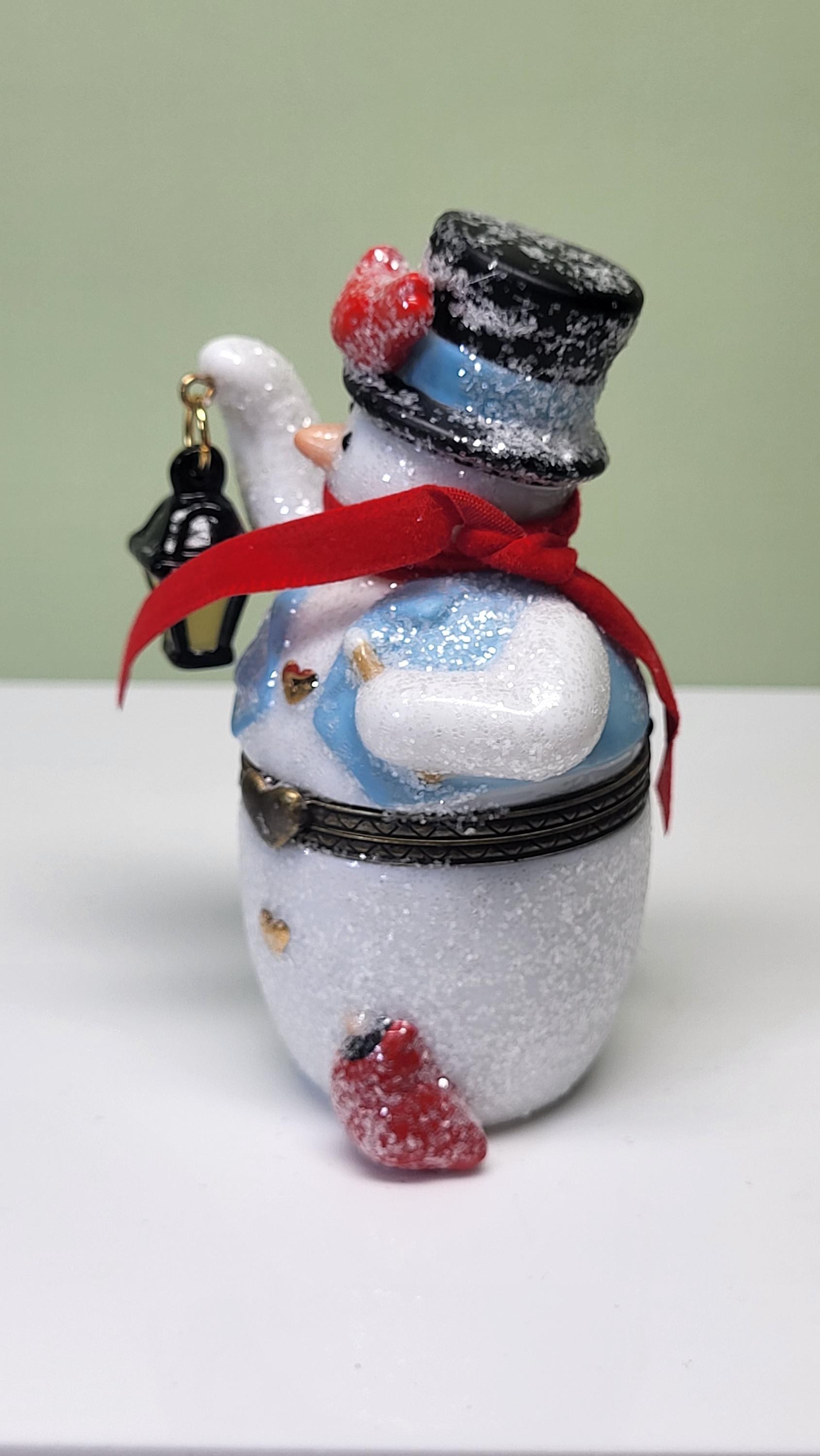 Midwest of Cannon Falls PHB Collection Porcelain Snowman Hinged Trinket Box with Matches Trinket, Christmas Holiday Decor Vintage Collectibl view 4
