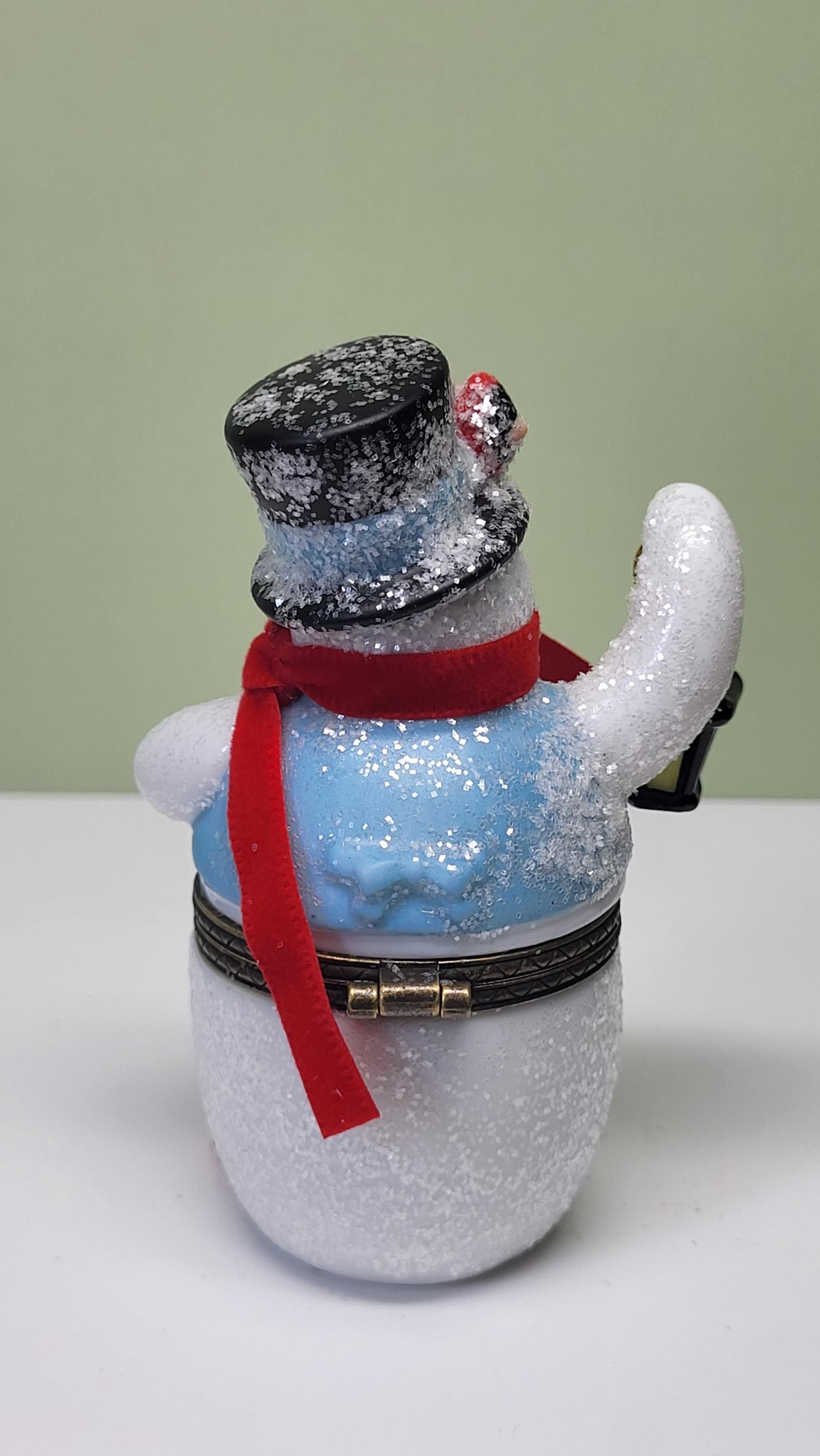 Midwest of Cannon Falls PHB Collection Porcelain Snowman Hinged Trinket Box with Matches Trinket, Christmas Holiday Decor Vintage Collectibl view 5
