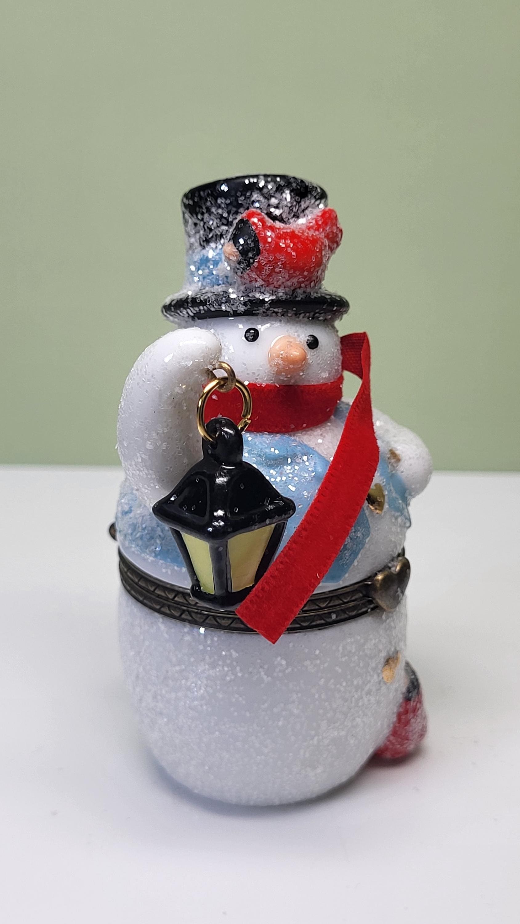 Midwest of Cannon Falls PHB Collection Porcelain Snowman Hinged Trinket Box with Matches Trinket, Christmas Holiday Decor Vintage Collectibl view 6
