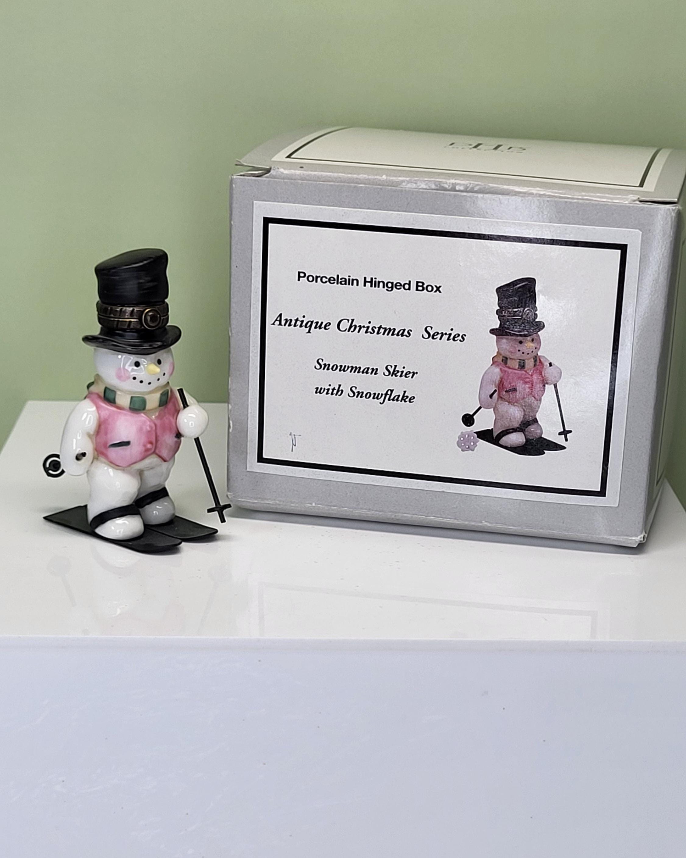 Vintage Midwest of Cannon Falls PHB Snowman Skier Trinket Box view 2
