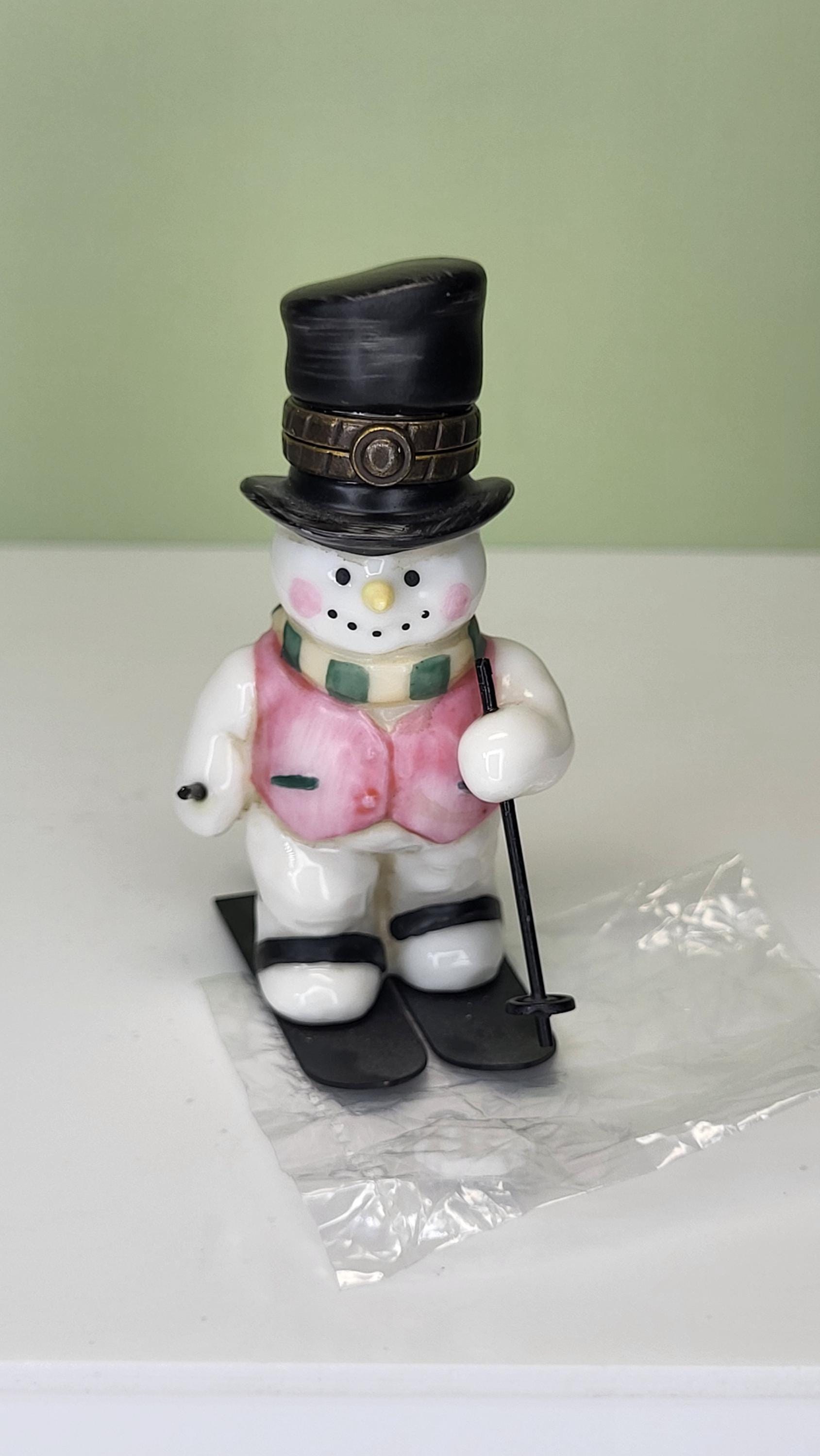 Vintage Midwest of Cannon Falls PHB Snowman Skier Trinket Box view 3