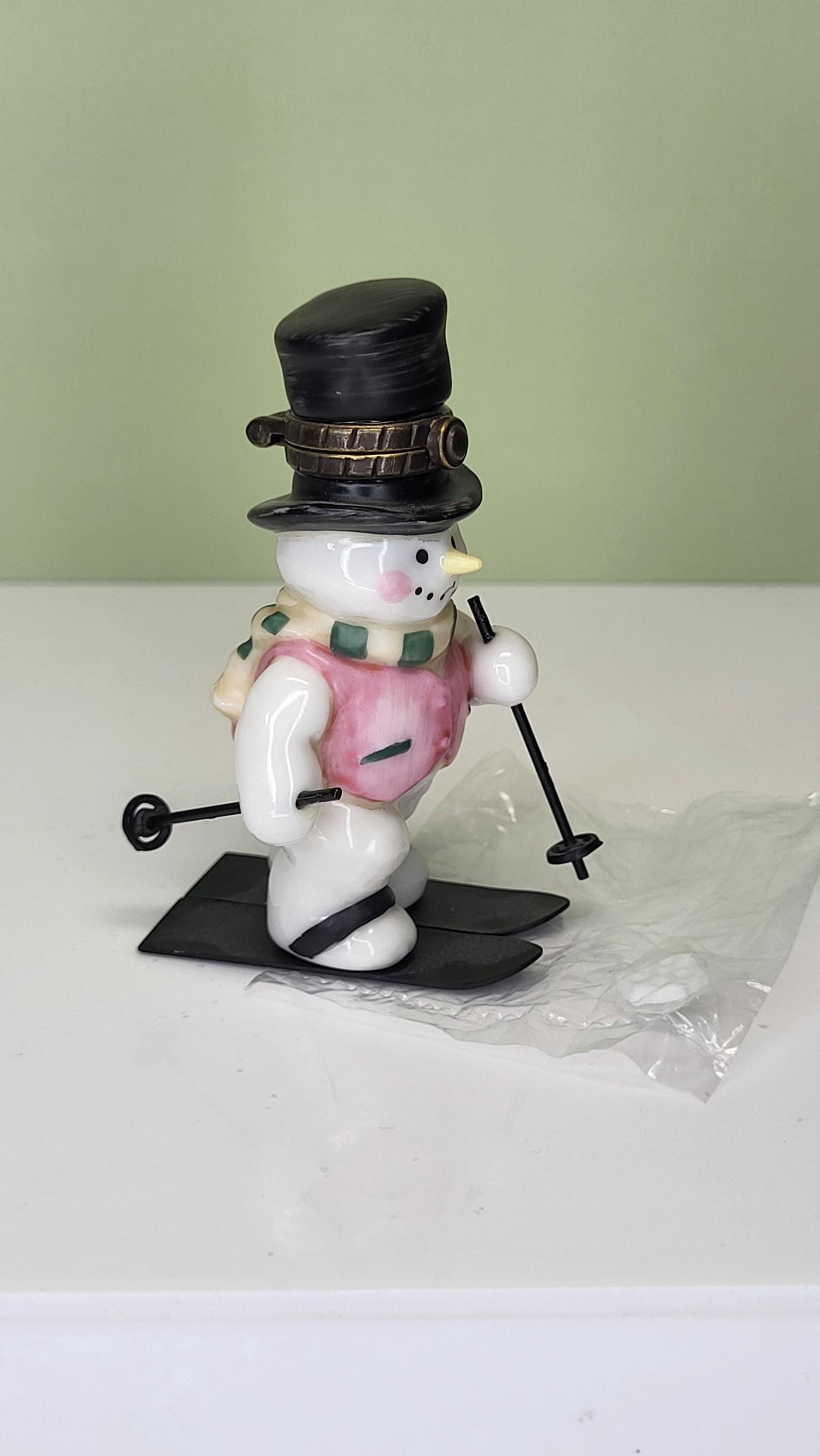 Vintage Midwest of Cannon Falls PHB Snowman Skier Trinket Box view 4