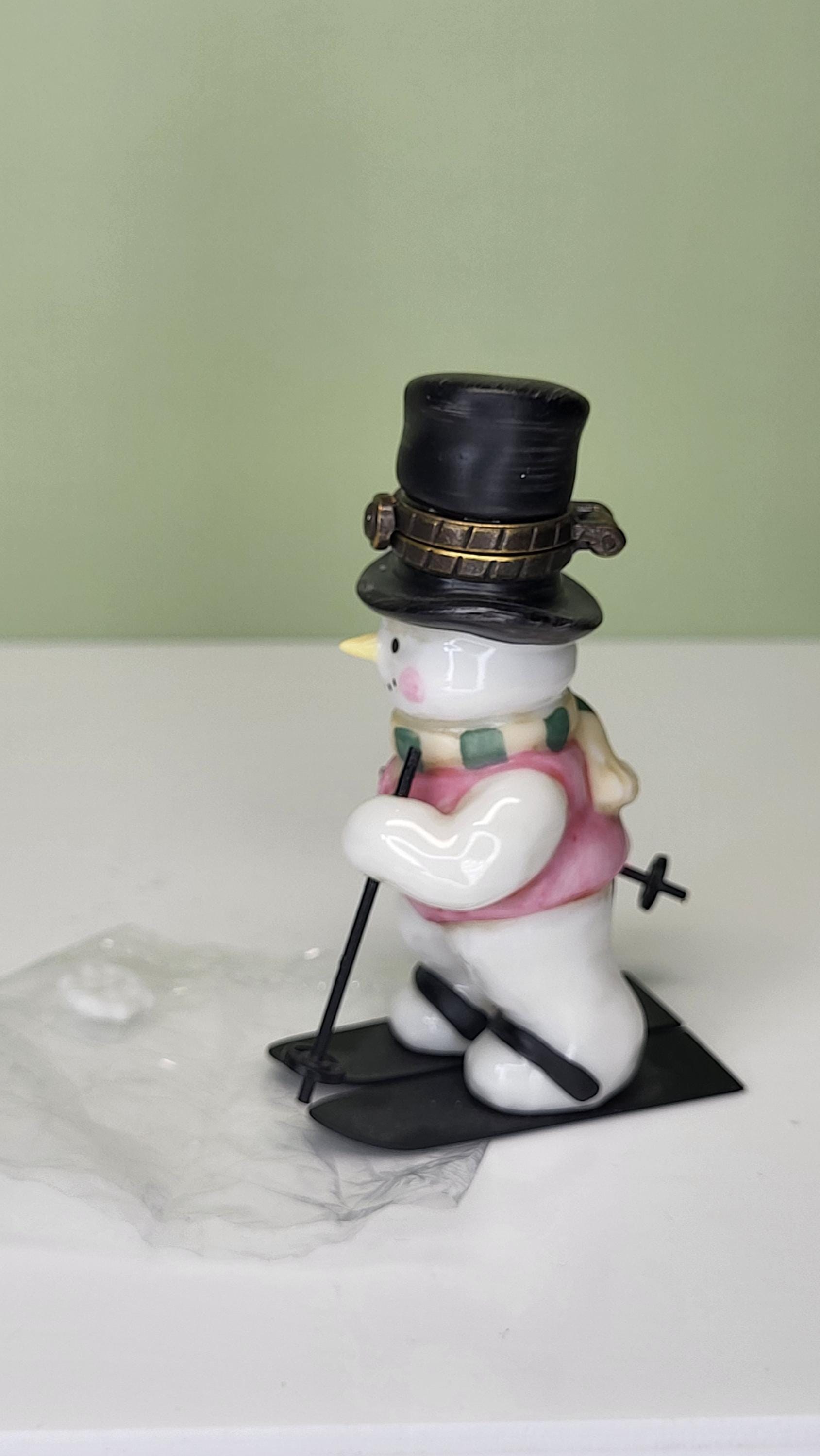 Vintage Midwest of Cannon Falls PHB Snowman Skier Trinket Box view 6