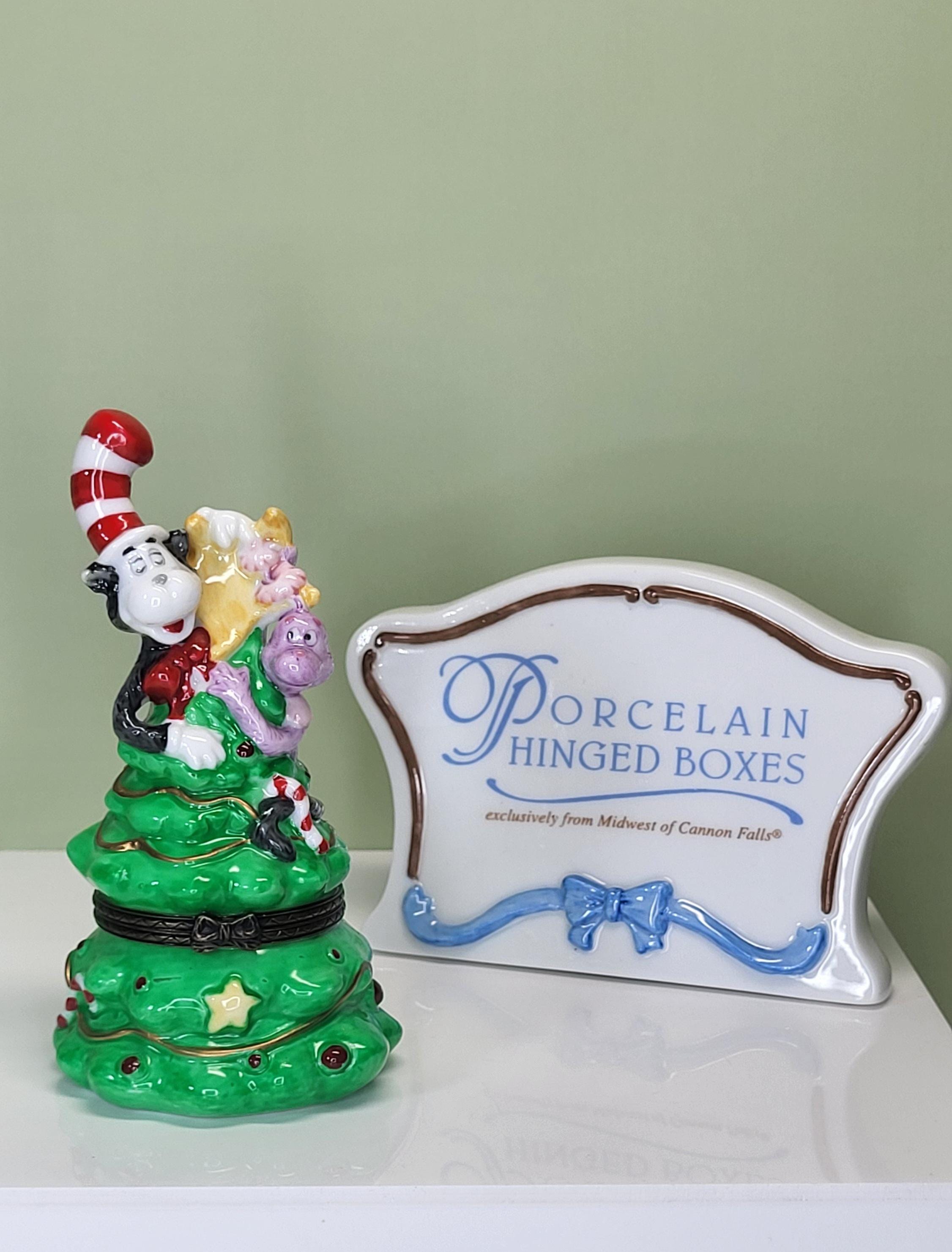 Vintage 1997 Dr. Seuss Cat in the Hat & Whozit Porcelain Hinged Trinket Box, Midwest of Cannon Falls Collectible