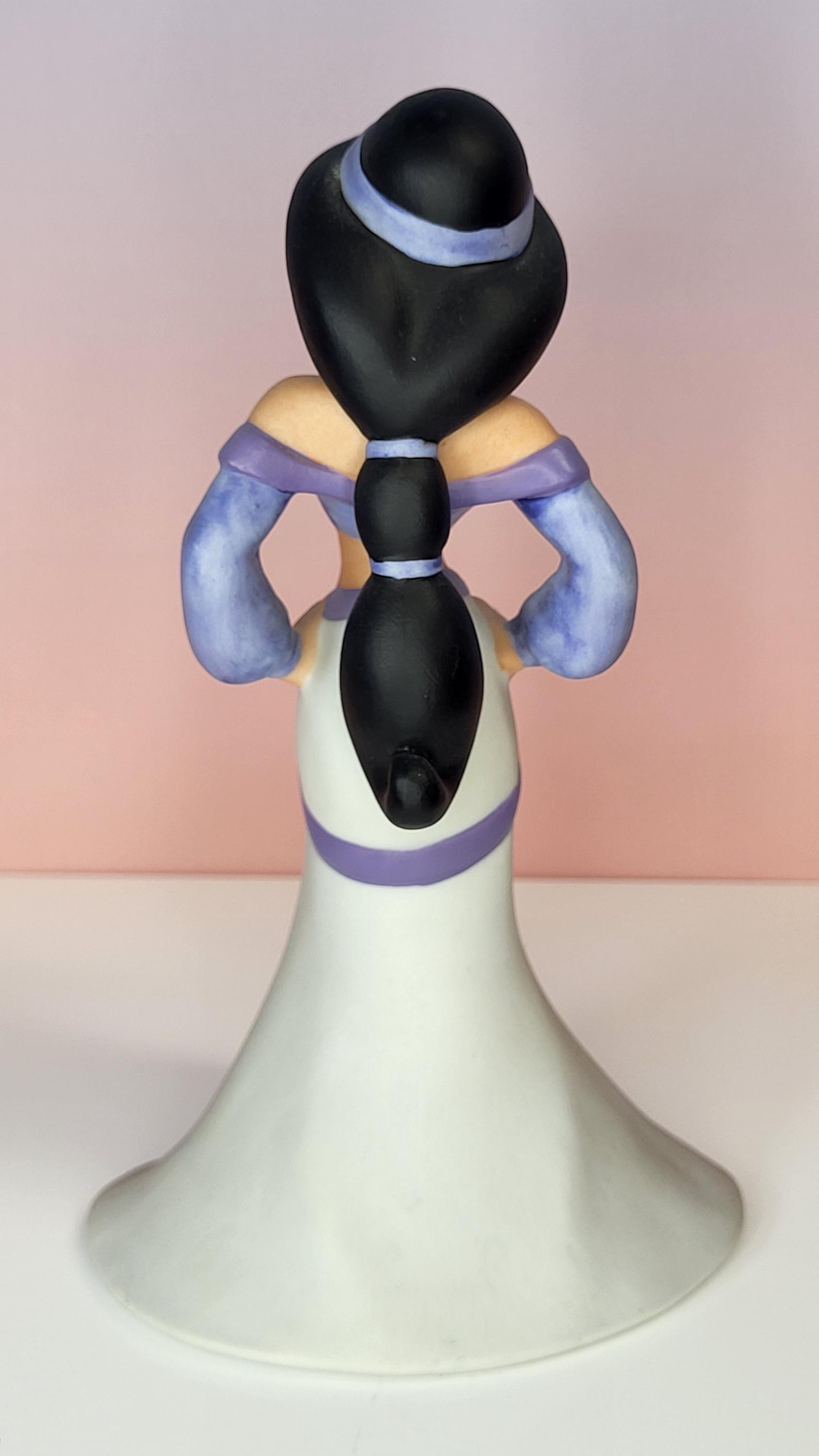 Rare Vintage 1990s Disney Princess Jasmine Figurine, Hand-Painted Porcelain Bisque, Aladdin Purple Dress Collectible, 6" Tall, Retired view 5