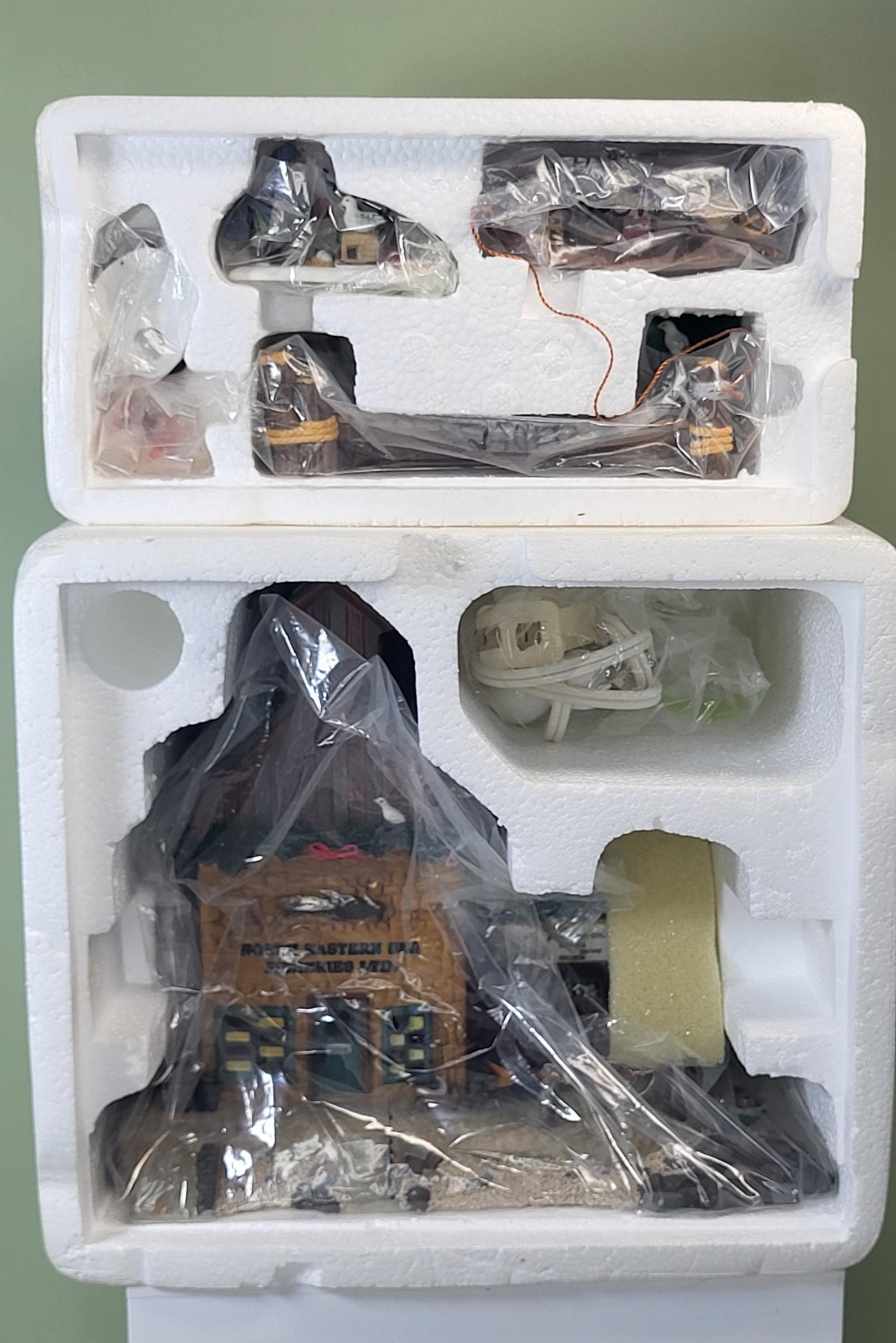 Dept 56 North Eastern Sea Fisheries Ltd Building & Lobster Trappers Set view 2