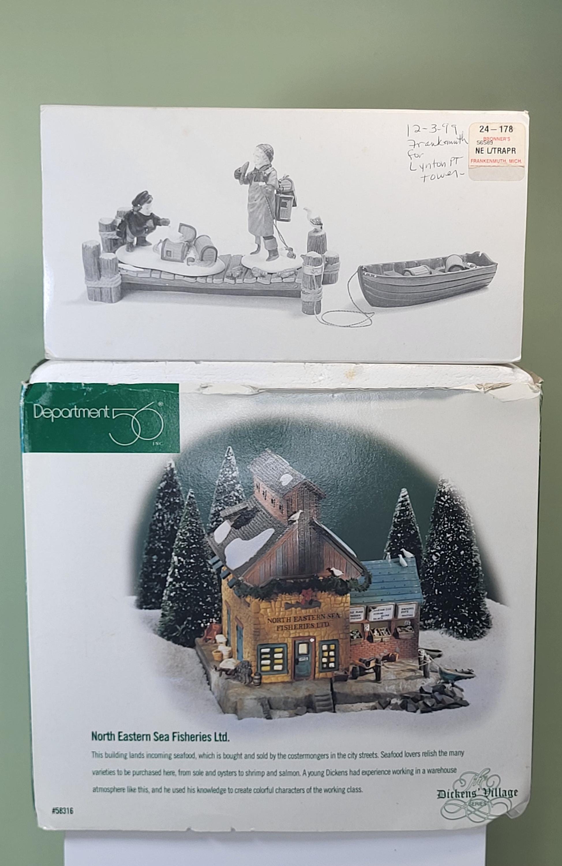 Dept 56 North Eastern Sea Fisheries Ltd Building & Lobster Trappers Set view 3