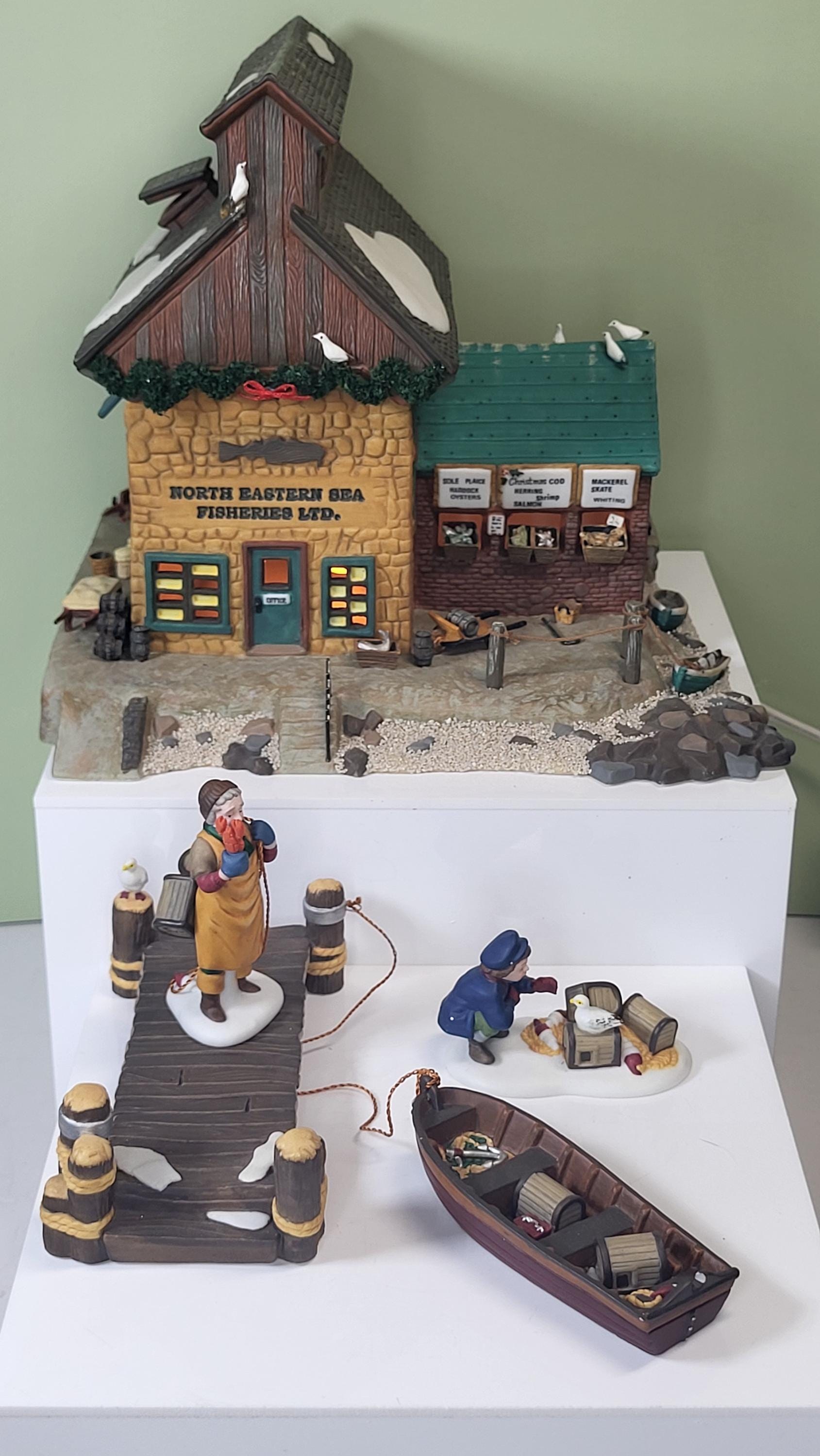 Dept 56 North Eastern Sea Fisheries Ltd Building & Lobster Trappers Set view 4