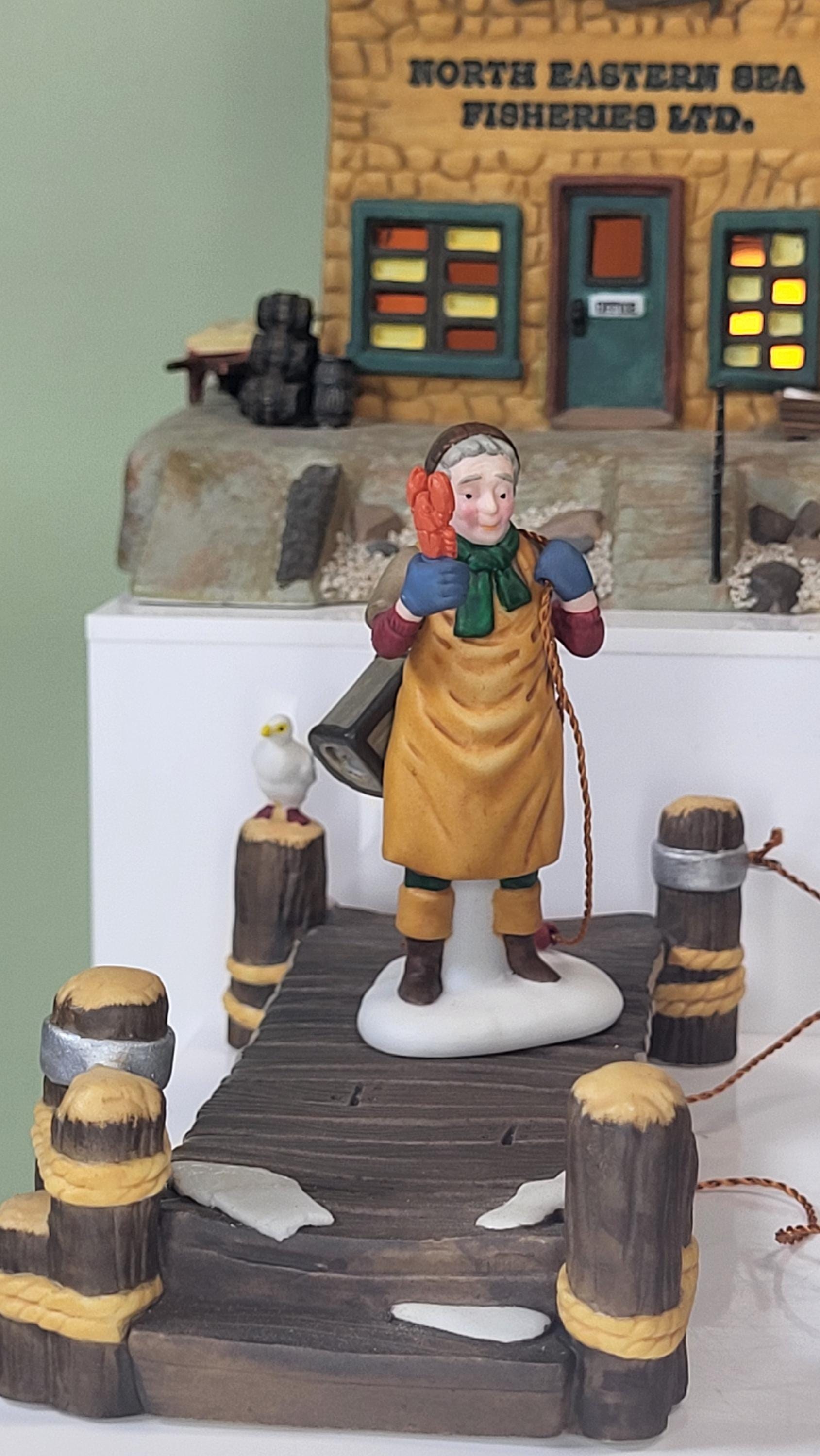 Dept 56 North Eastern Sea Fisheries Ltd Building & Lobster Trappers Set view 5