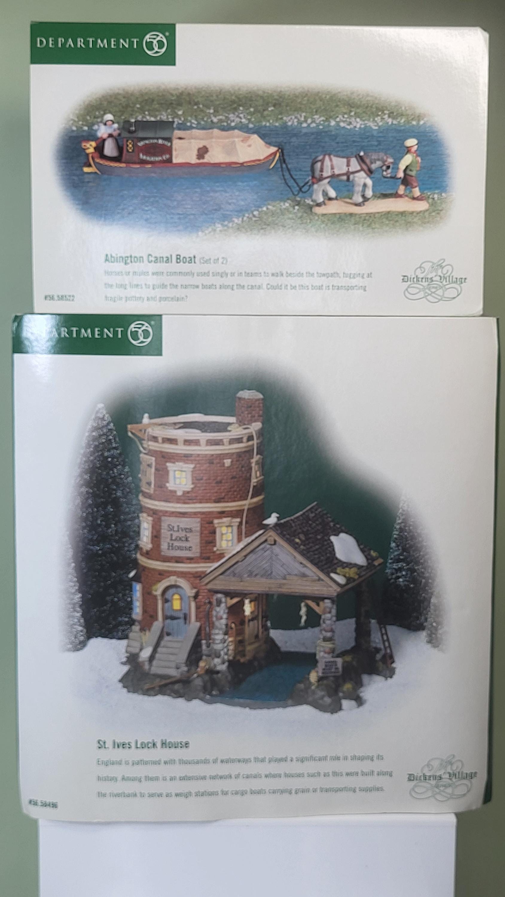 Rare Dept 56 Dickens Village Lot: St Ives Lock House #58496 and Abington Canal Boat Set #58522 view 2