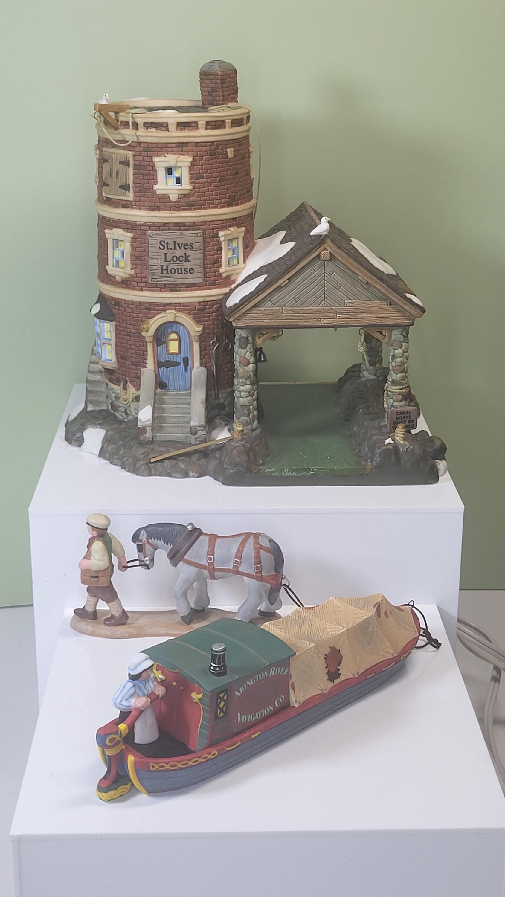 Rare Dept 56 Dickens Village Lot: St Ives Lock House #58496 and Abington Canal Boat Set #58522 view 4