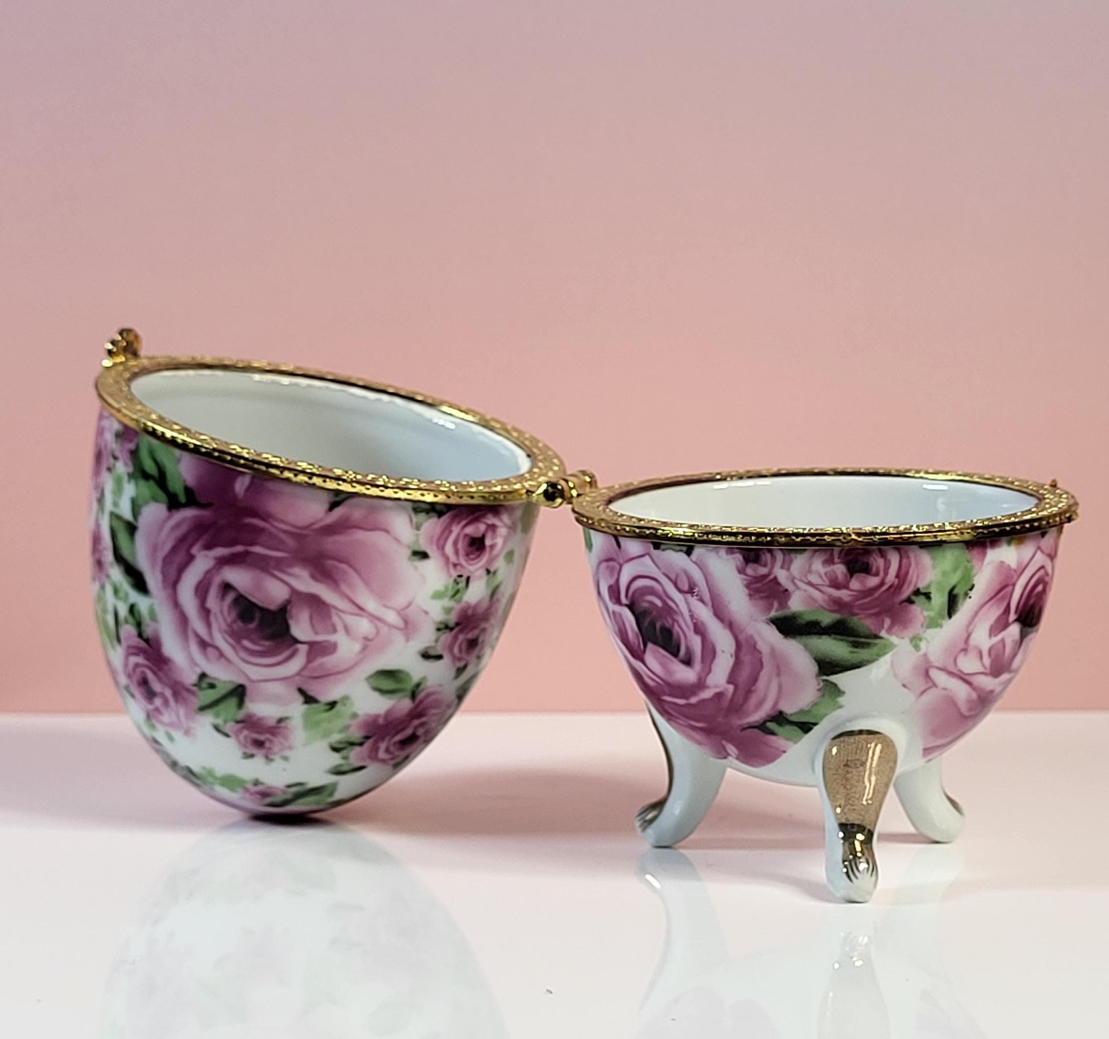 Vintage Chintz Porcelain Trinket Box Set view 9