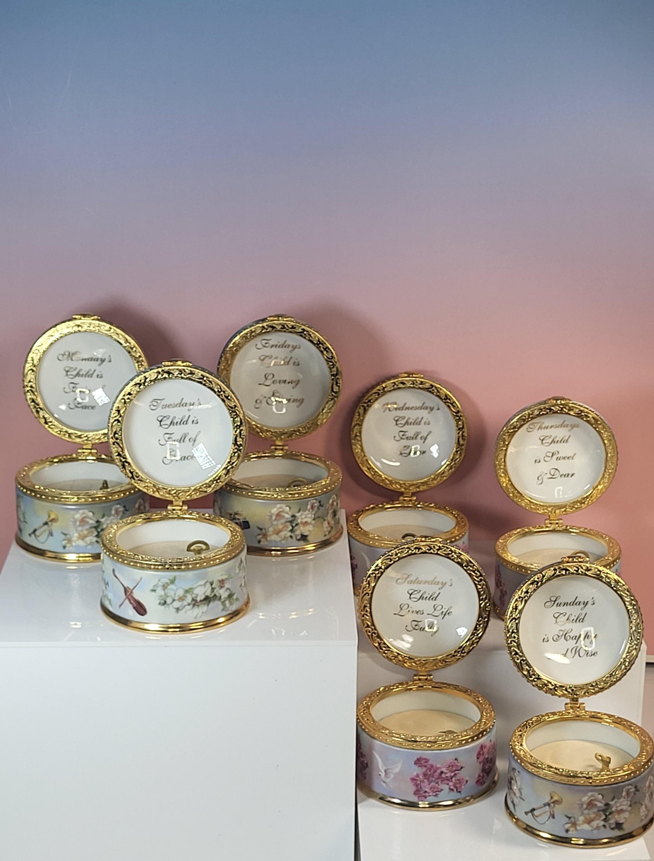 Ardleigh Elliott Porcelain Music Box Set | "Children of the Week" Collection