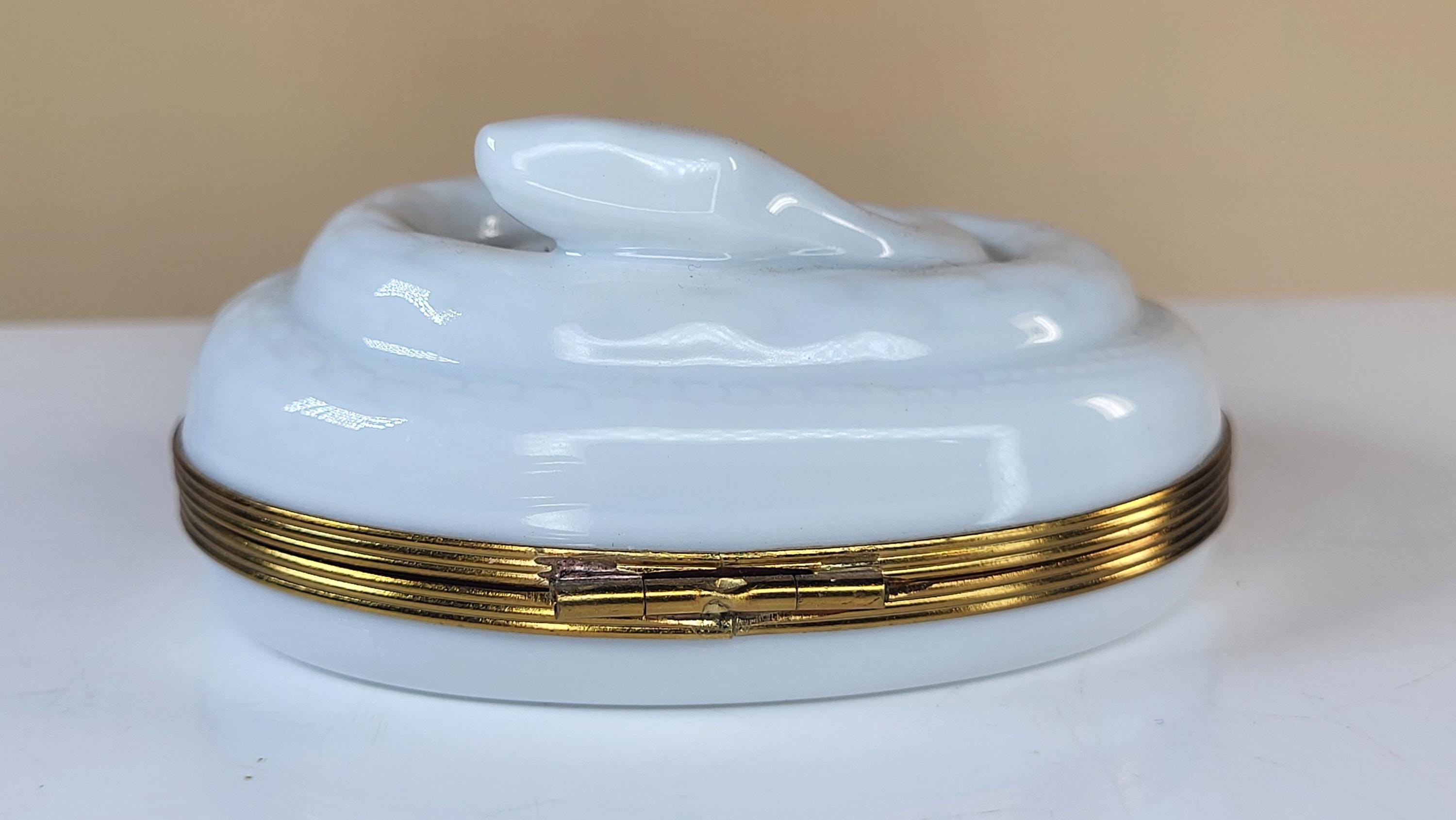 Pristine Vintage Piotet Chamart Limoges Snake Trinket Box view 3