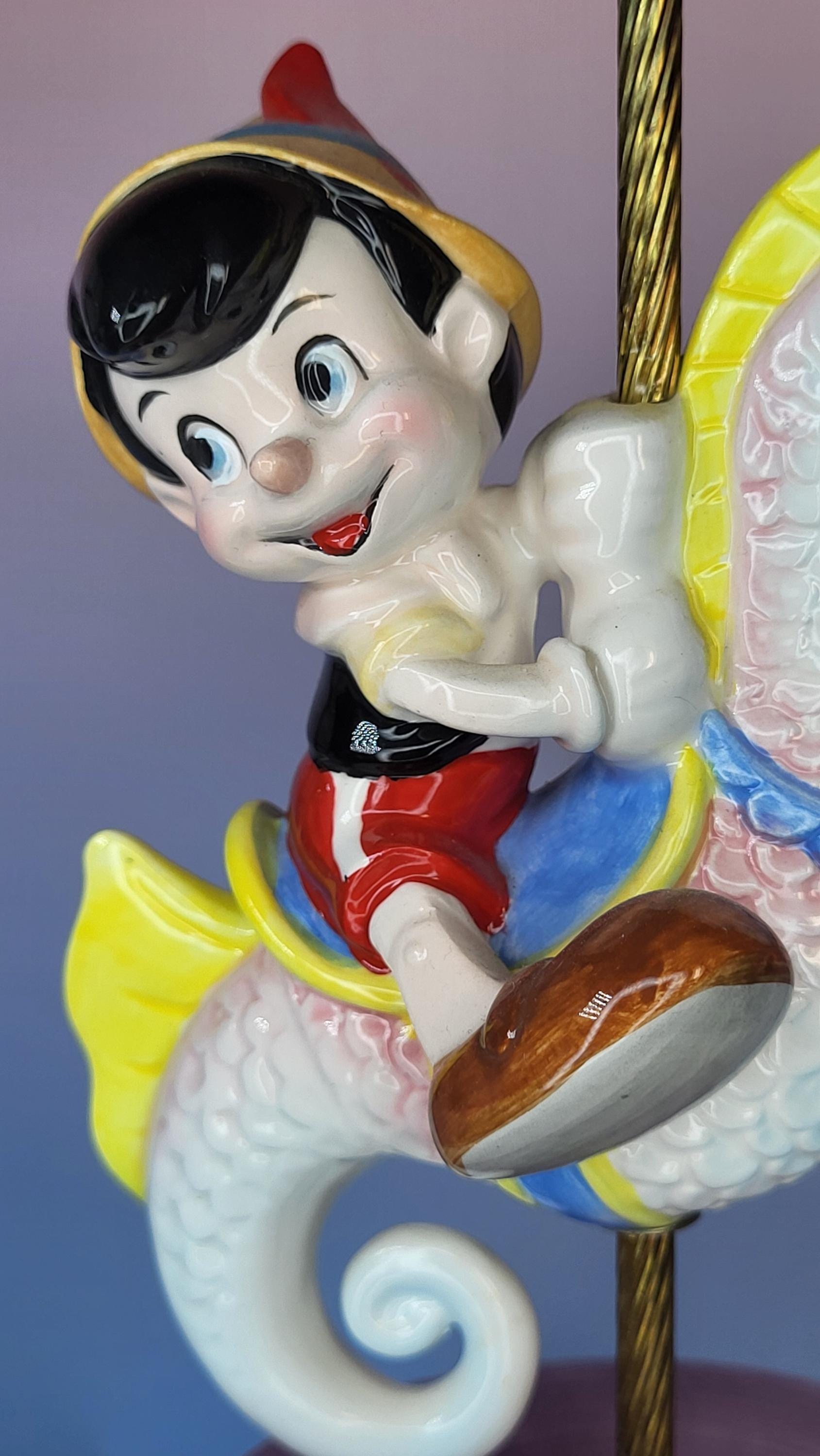 Rare Vintage Schmid Disney Pinocchio Seahorse Music Box view 2
