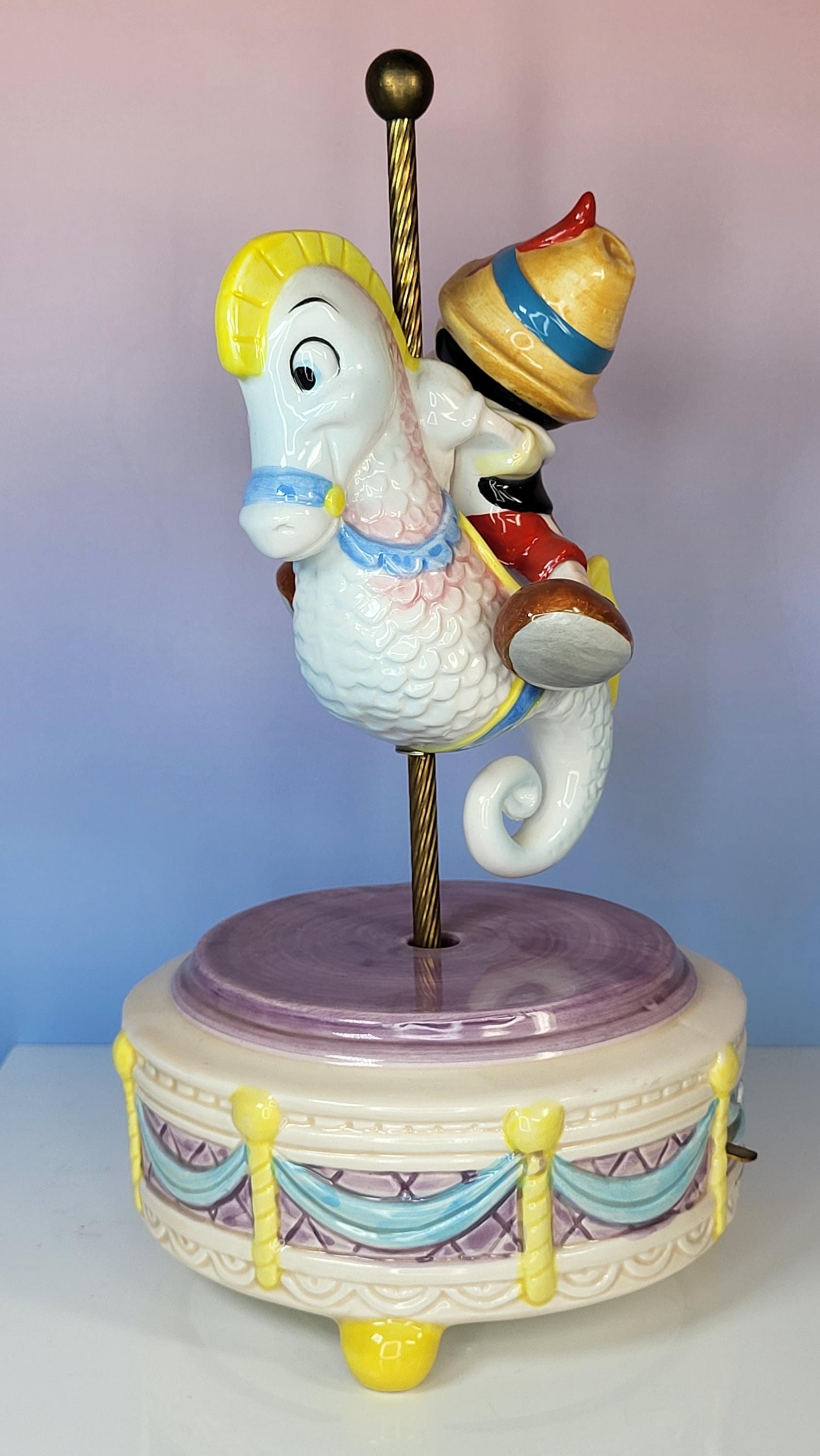 Rare Vintage Schmid Disney Pinocchio Seahorse Music Box view 5