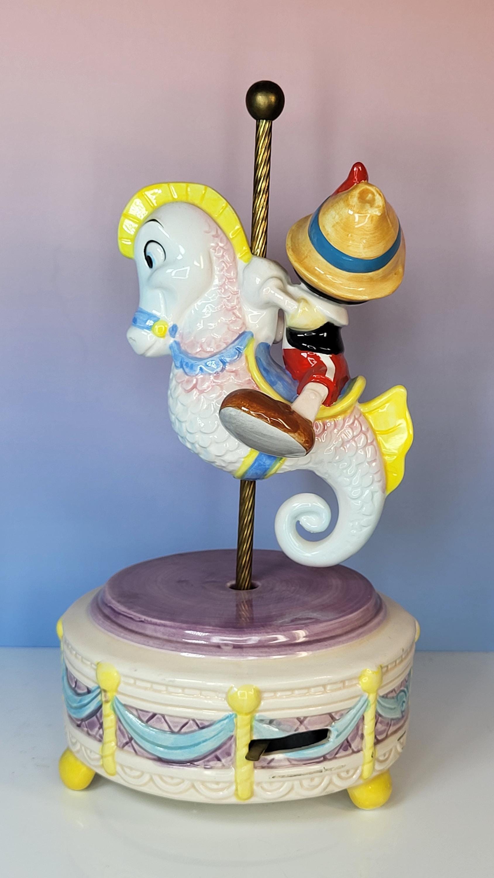 Rare Vintage Schmid Disney Pinocchio Seahorse Music Box view 6