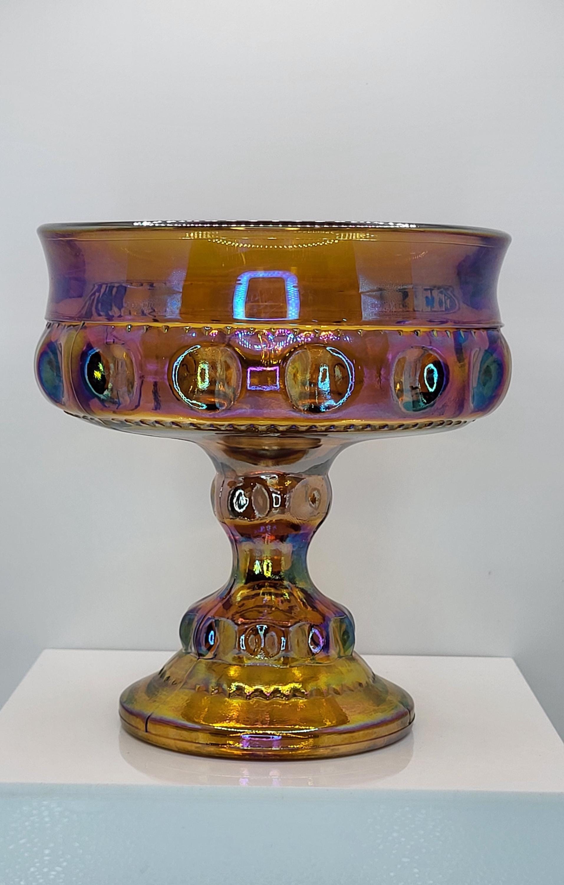 Vintage Indiana Glass Kings Crown Carnival Glass Compote view 2