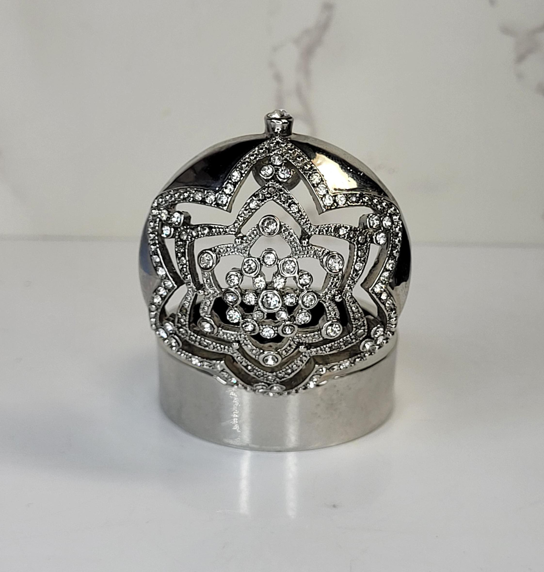 Monet Collectible Pill Box, Black Enamel Crystal Trinket Box view 5