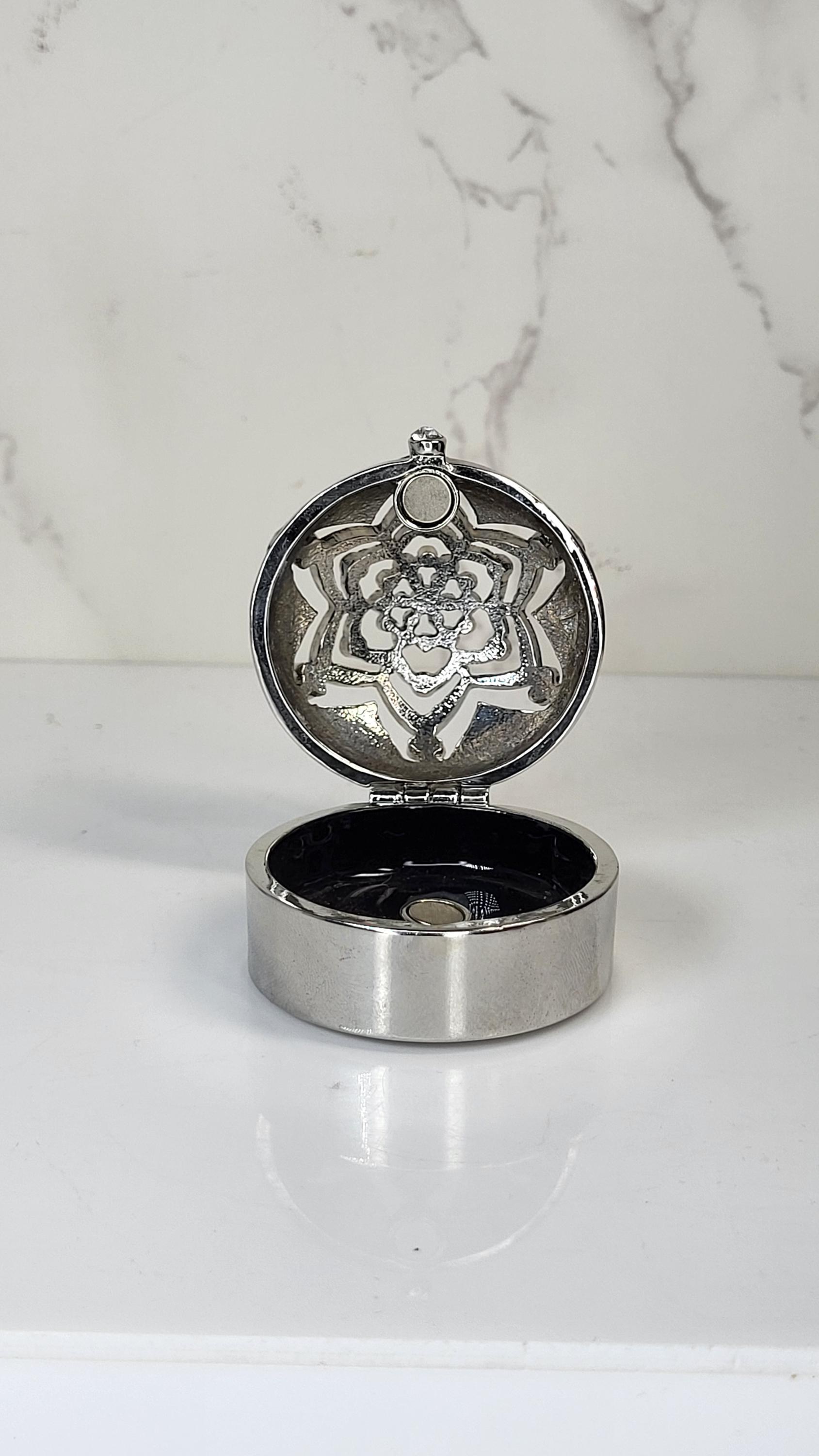 Monet Collectible Pill Box, Black Enamel Crystal Trinket Box view 7