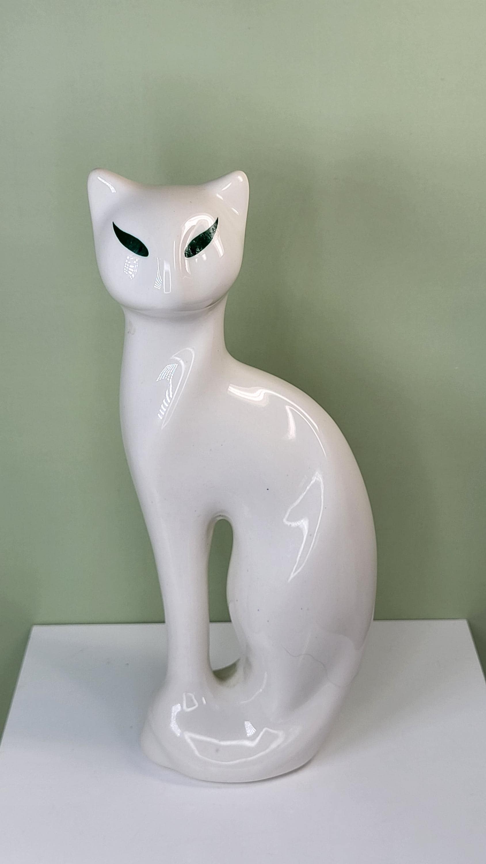 Vintage White Ceramic Cat Figurine