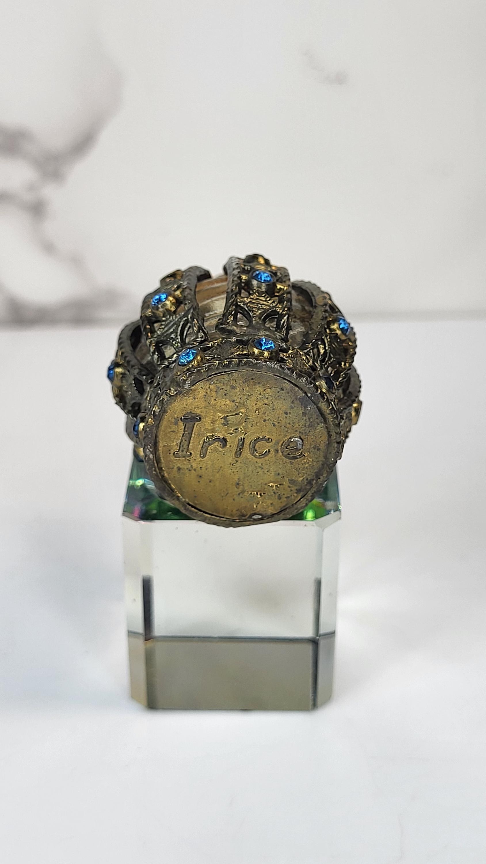 Vintage Irice Czech Perfume Bottle, Blue Rhinestone Filigree, Art Deco Vanity view 7