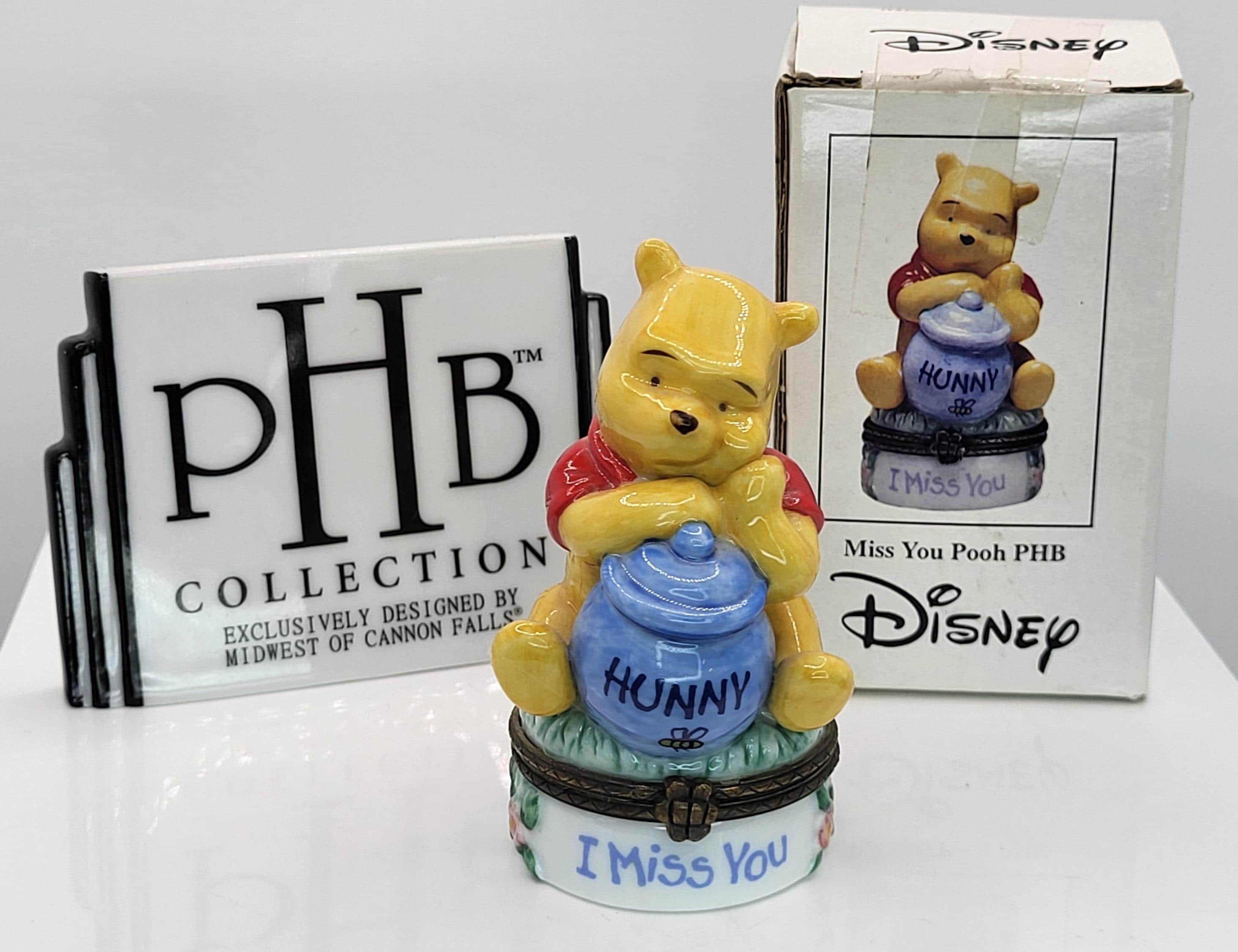 Vintage Disney Winnie the Pooh PHB Porcelain Hinged Box Figurine with Trinket