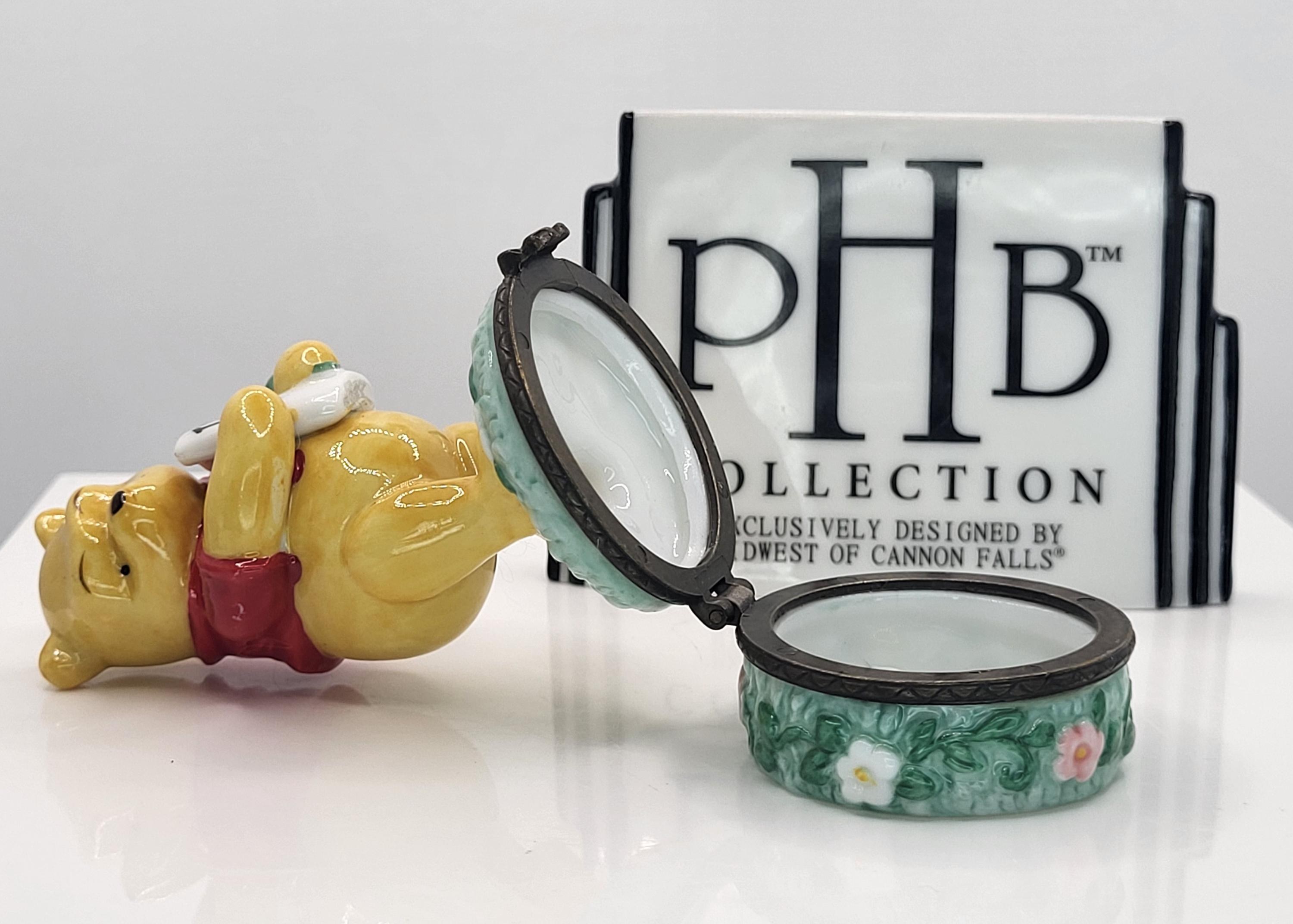 Vintage Disney Classic Winnie the Pooh PHB Porcelain Hinged Trinket Box -"I'm Sorry" Apology Figurine with Flowers - Midwest of Cannon Falls view 6