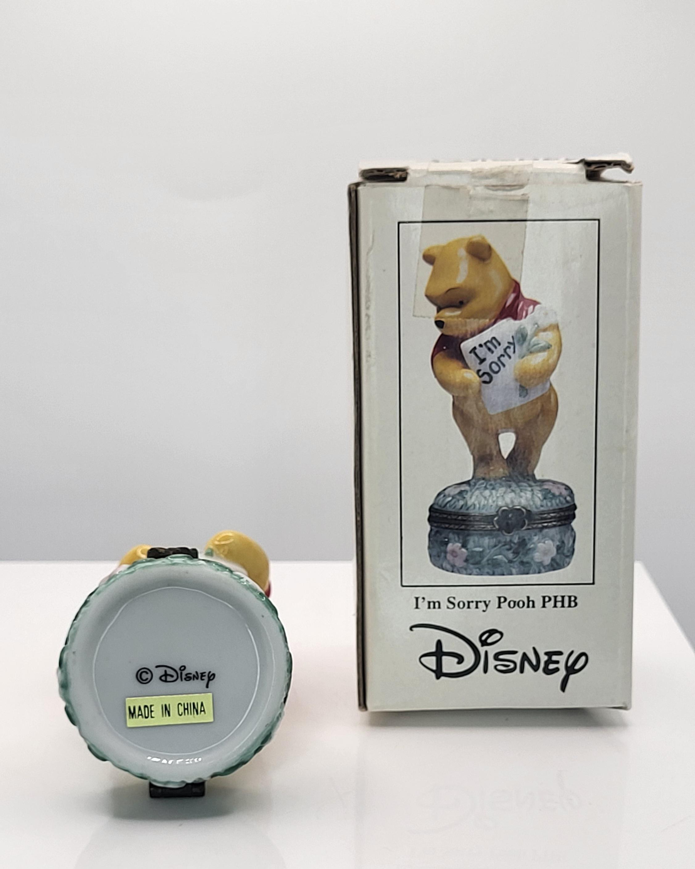 Vintage Disney Classic Winnie the Pooh PHB Porcelain Hinged Trinket Box -"I'm Sorry" Apology Figurine with Flowers - Midwest of Cannon Falls view 7