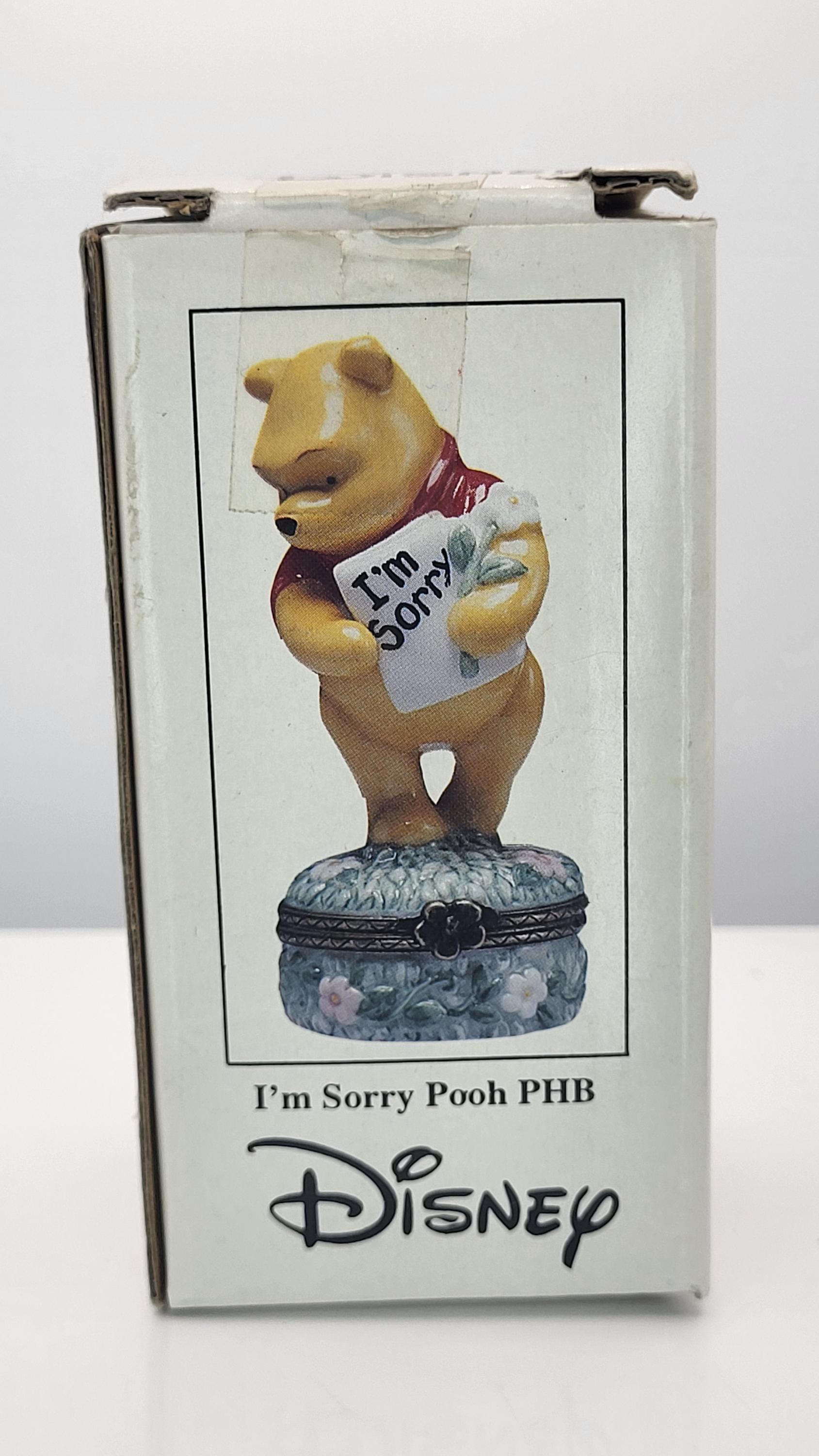 Vintage Disney Classic Winnie the Pooh PHB Porcelain Hinged Trinket Box -"I'm Sorry" Apology Figurine with Flowers - Midwest of Cannon Falls view 9