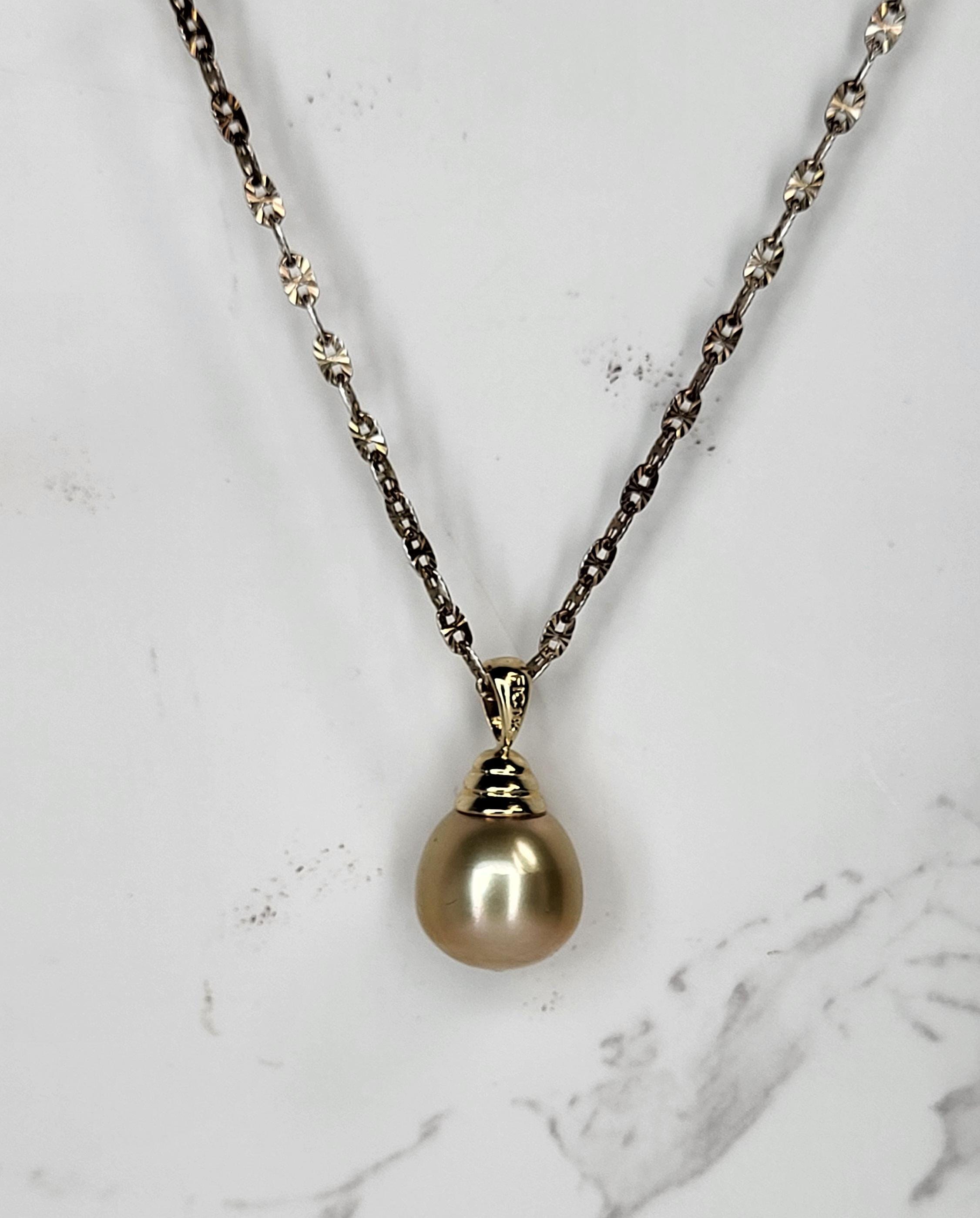 14k Gold South Sea Pearl Necklace Earrings Set, Orange Fabergé Style Egg Trinket Box view 14
