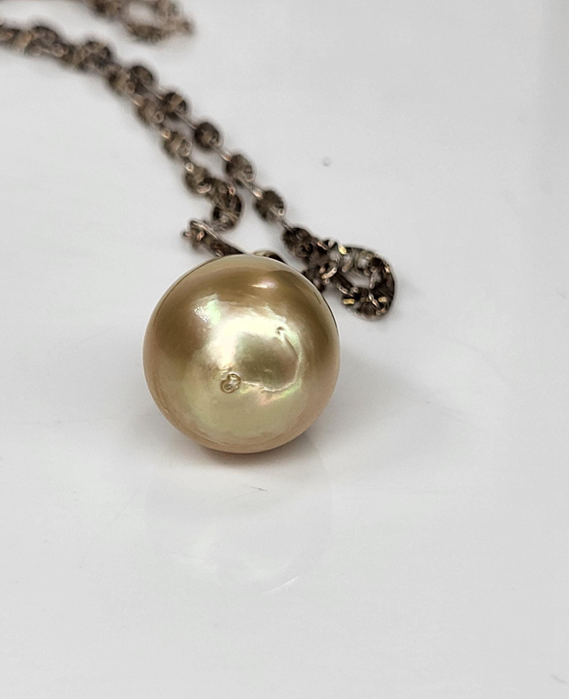 14k Gold South Sea Pearl Necklace Earrings Set, Orange Fabergé Style Egg Trinket Box view 17