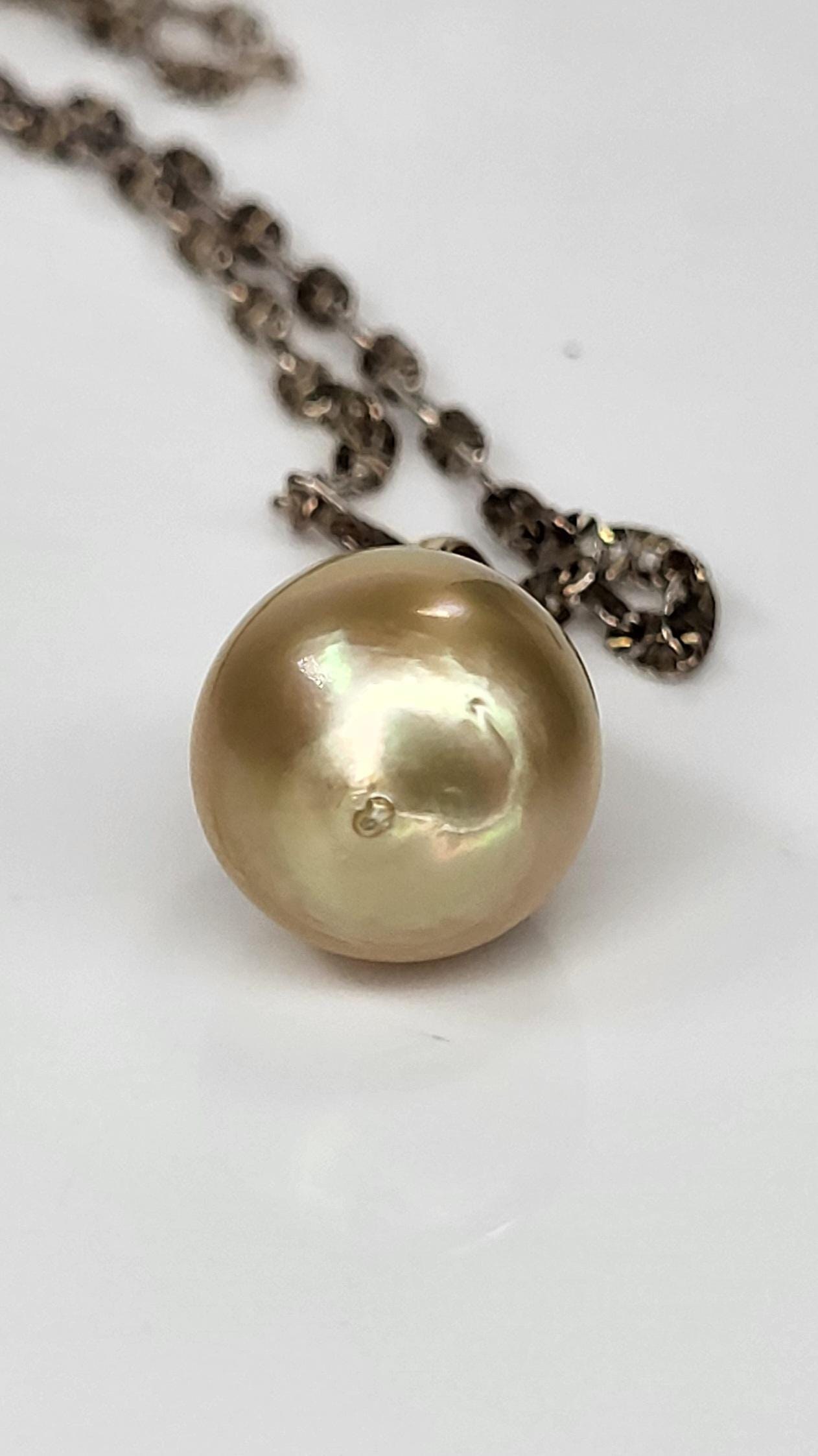 14k Gold South Sea Pearl Necklace Earrings Set, Orange Fabergé Style Egg Trinket Box view 18