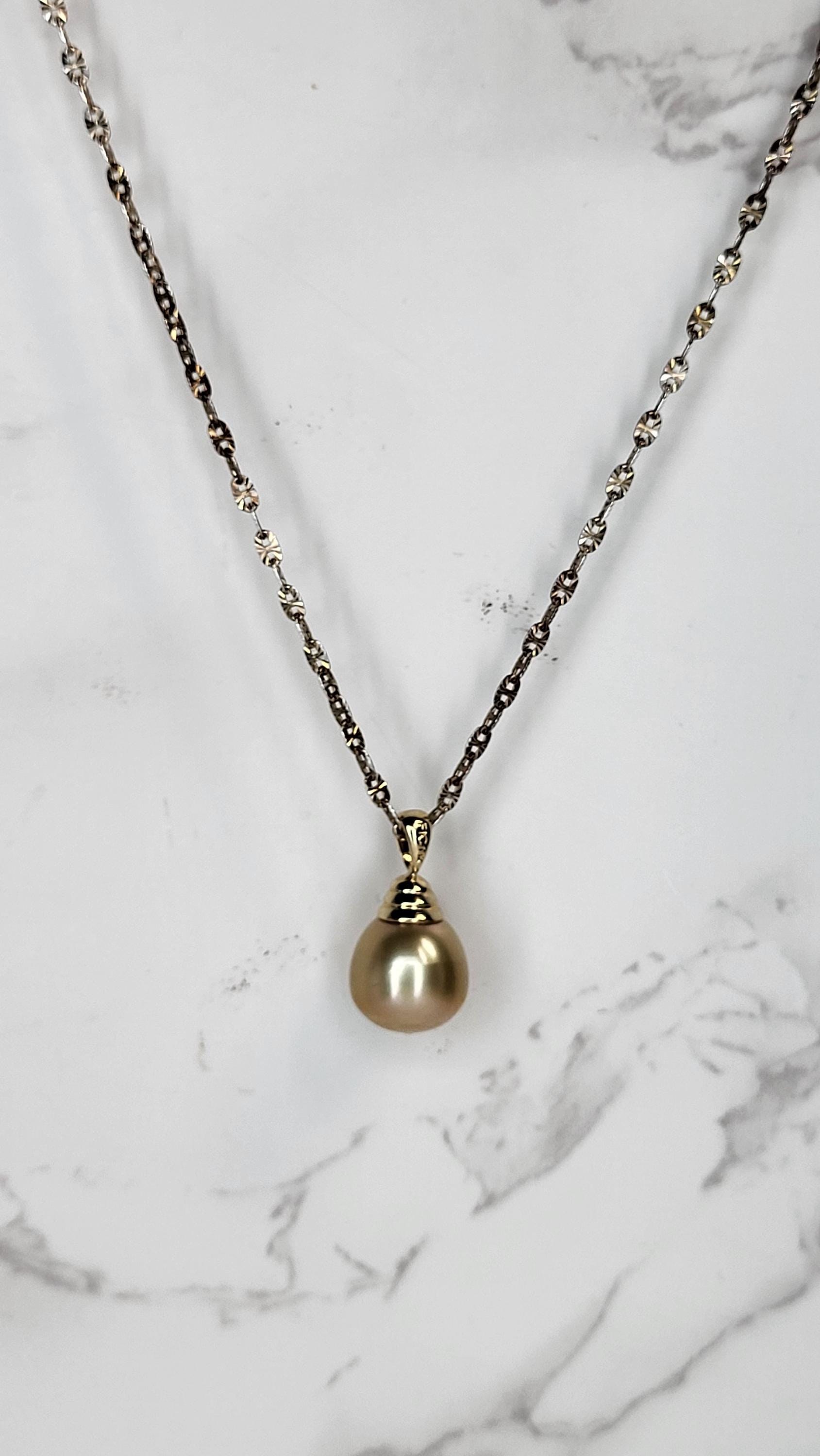 14k Gold South Sea Pearl Necklace Earrings Set, Orange Fabergé Style Egg Trinket Box view 20