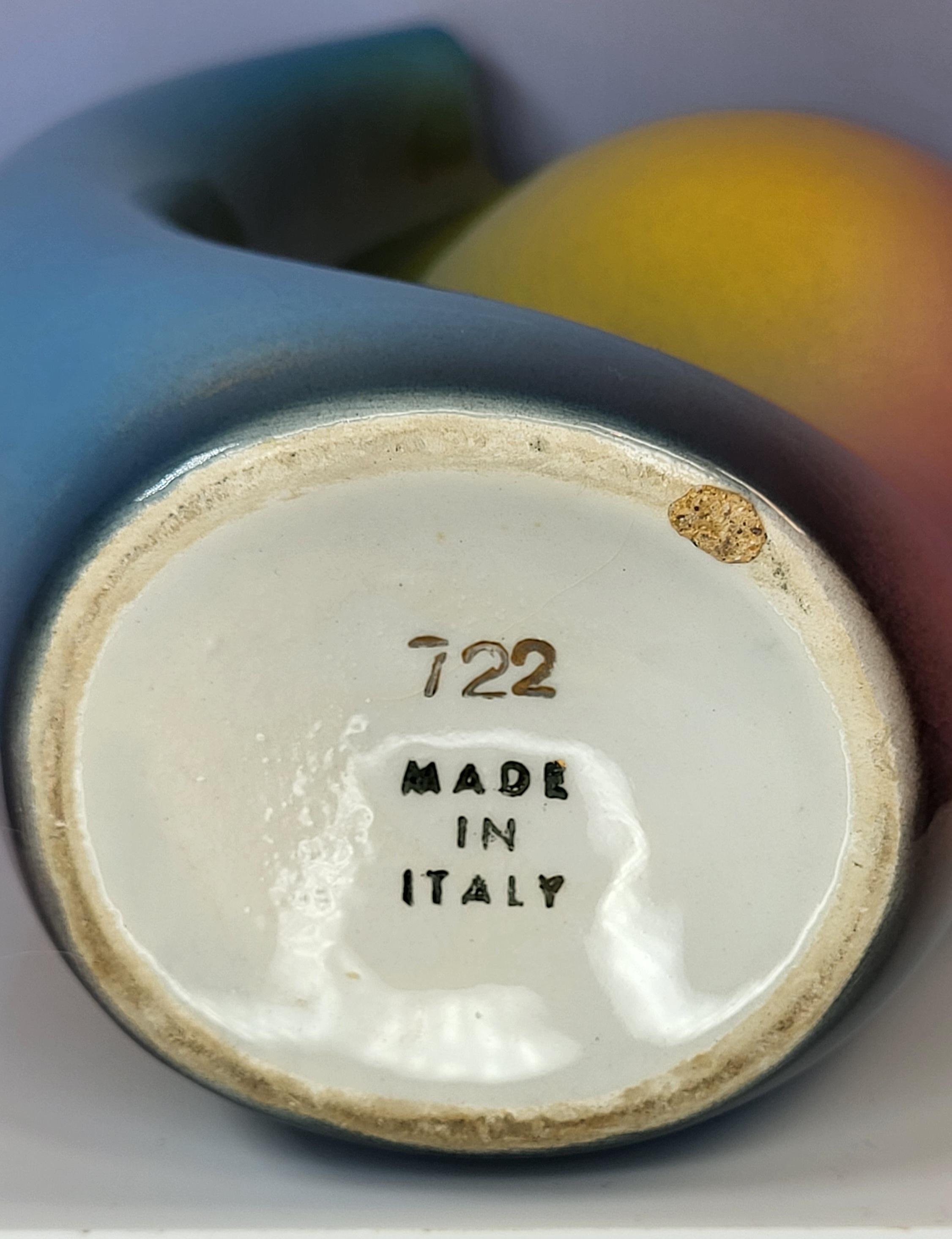 Vintage Italian Lusterware Vase - Mid Century Rainbow Art Pottery ITALY 722 view 6