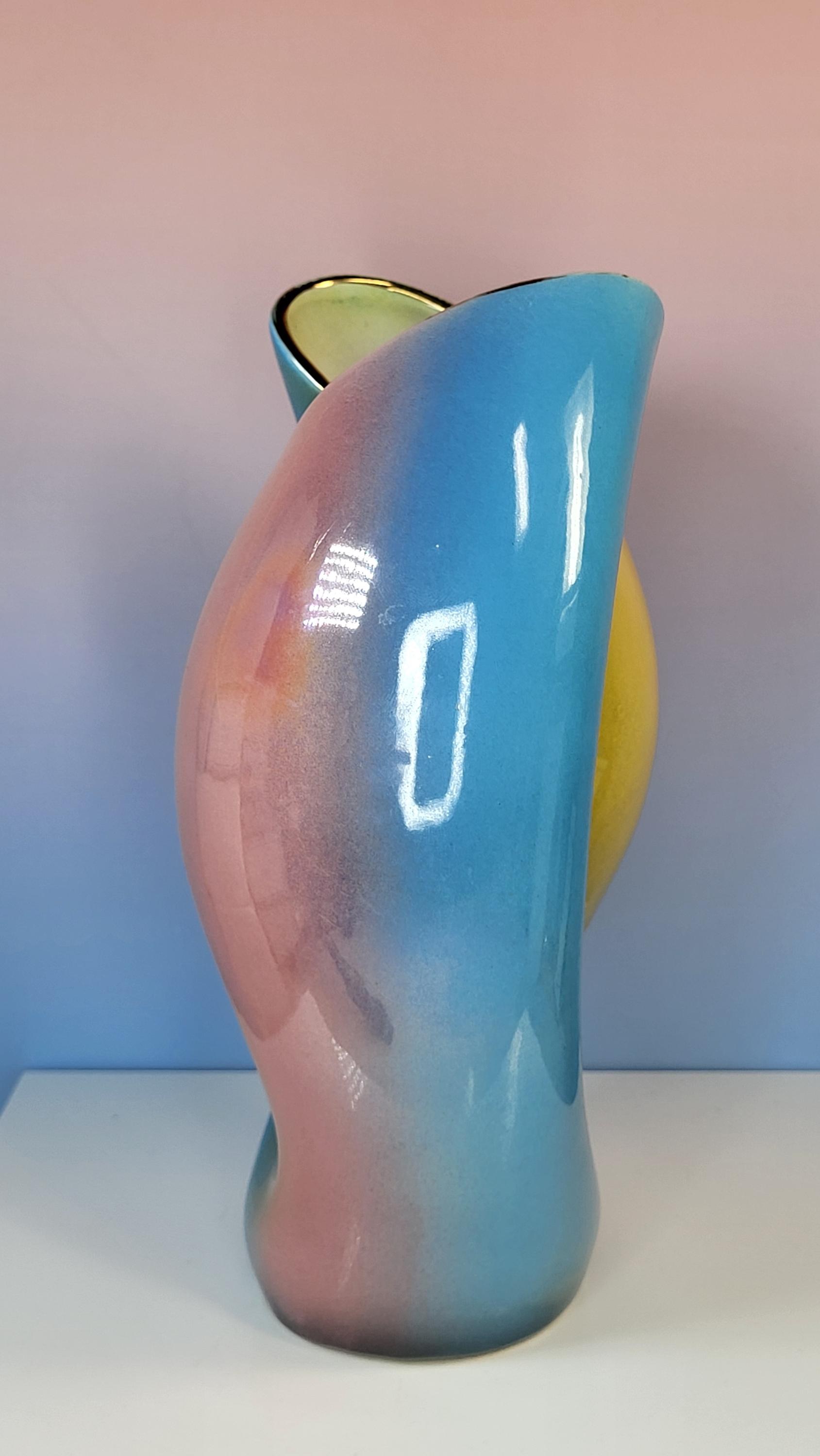 Vintage Italian Lusterware Vase - Mid Century Rainbow Art Pottery ITALY 722 view 8