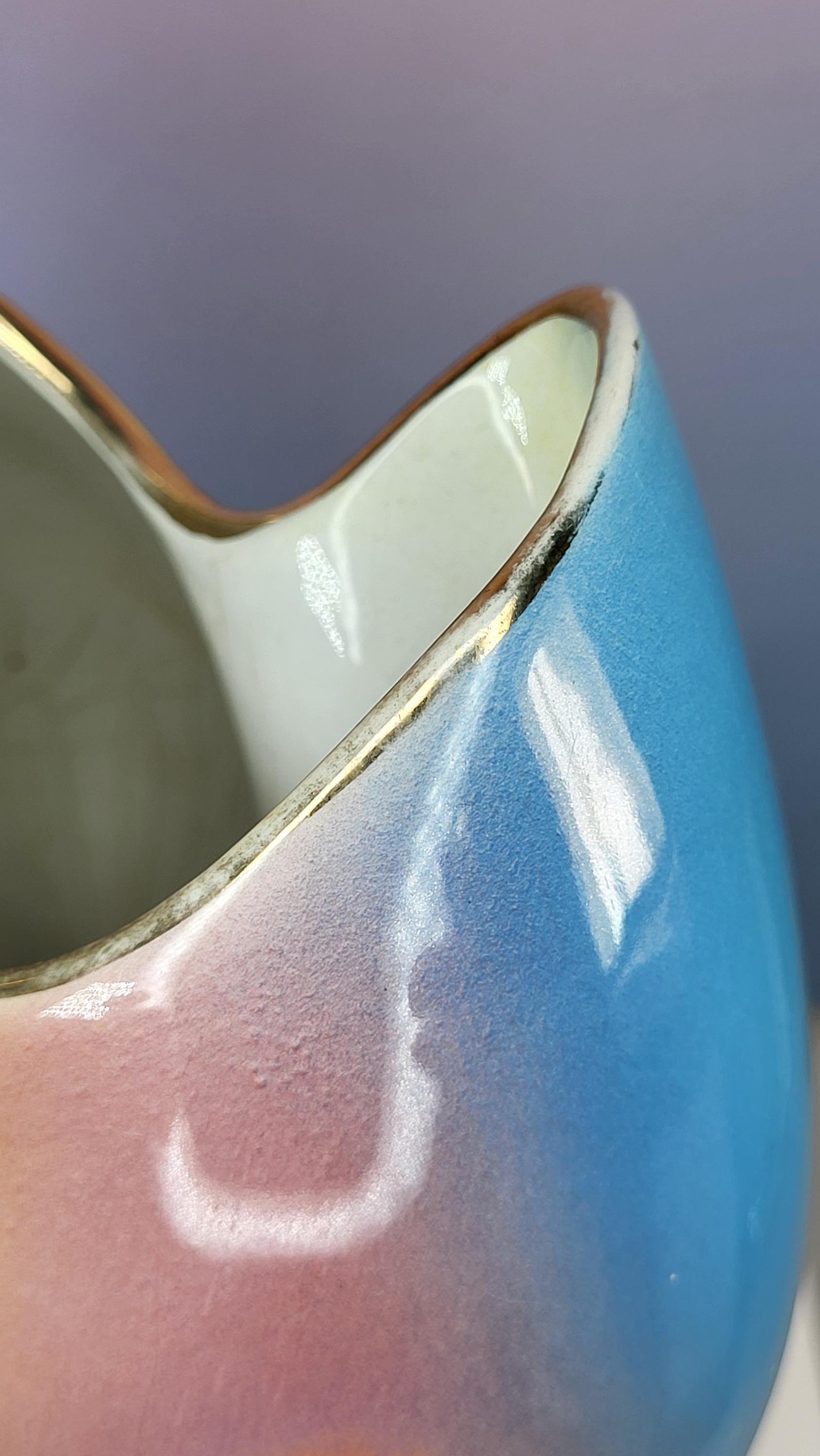 Vintage Italian Lusterware Vase - Mid Century Rainbow Art Pottery ITALY 722 view 9