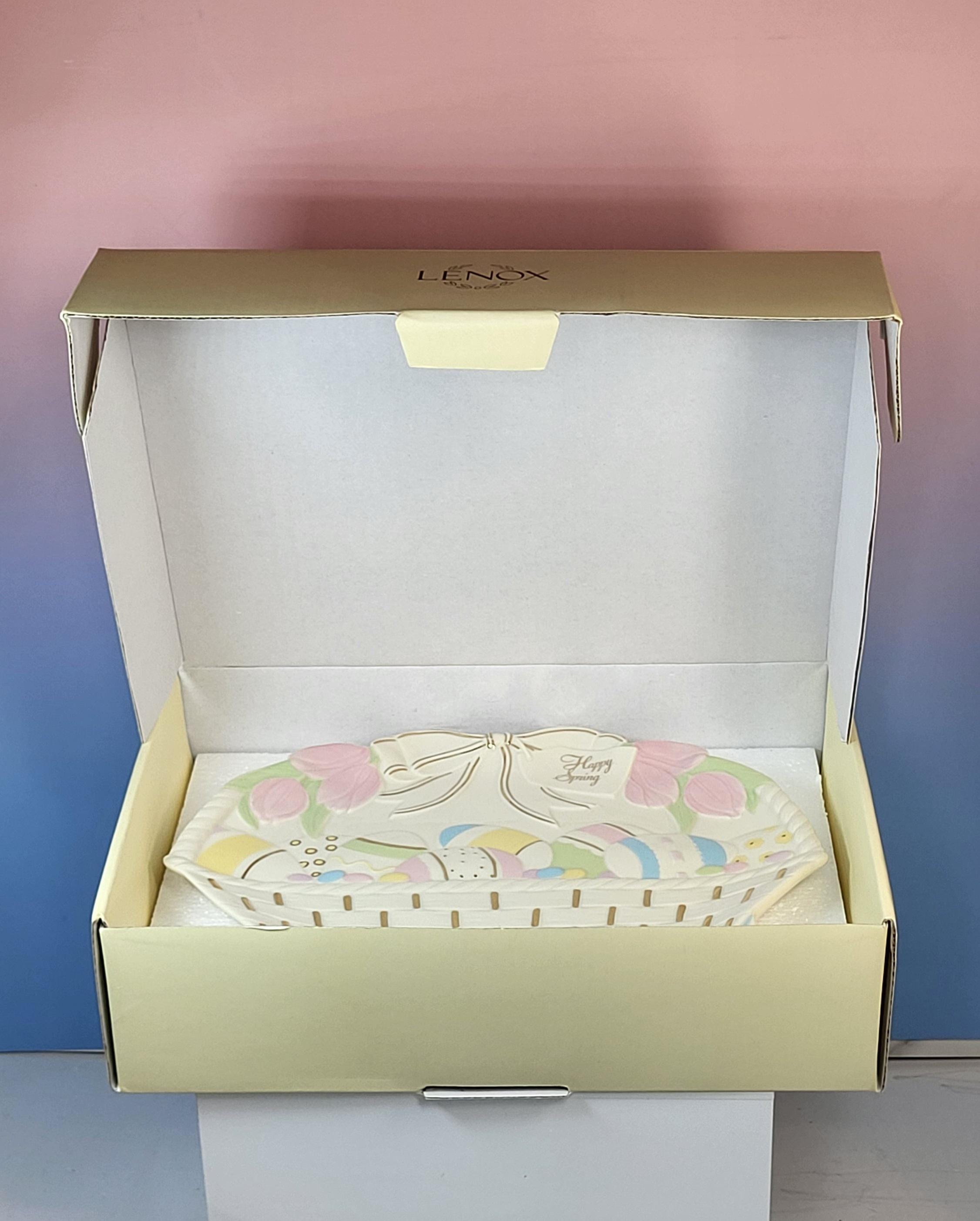 Lenox Happy Spring Figural Basket Serving Tray - Porcelain Easter Egg Tulip Platter view 5
