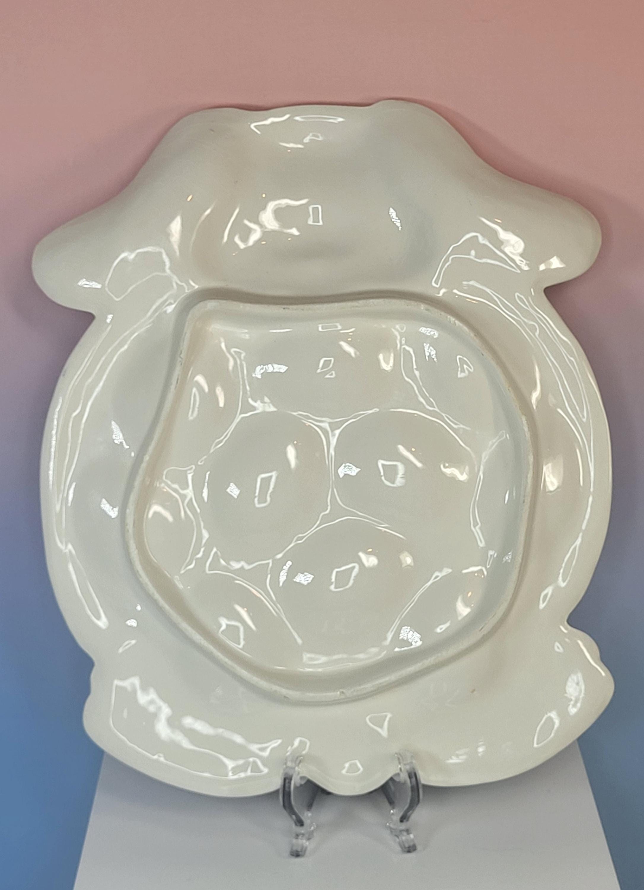 Vintage Ceramic Bunny Deviled Egg Plate - Pastel Easter Brunch Platter view 2