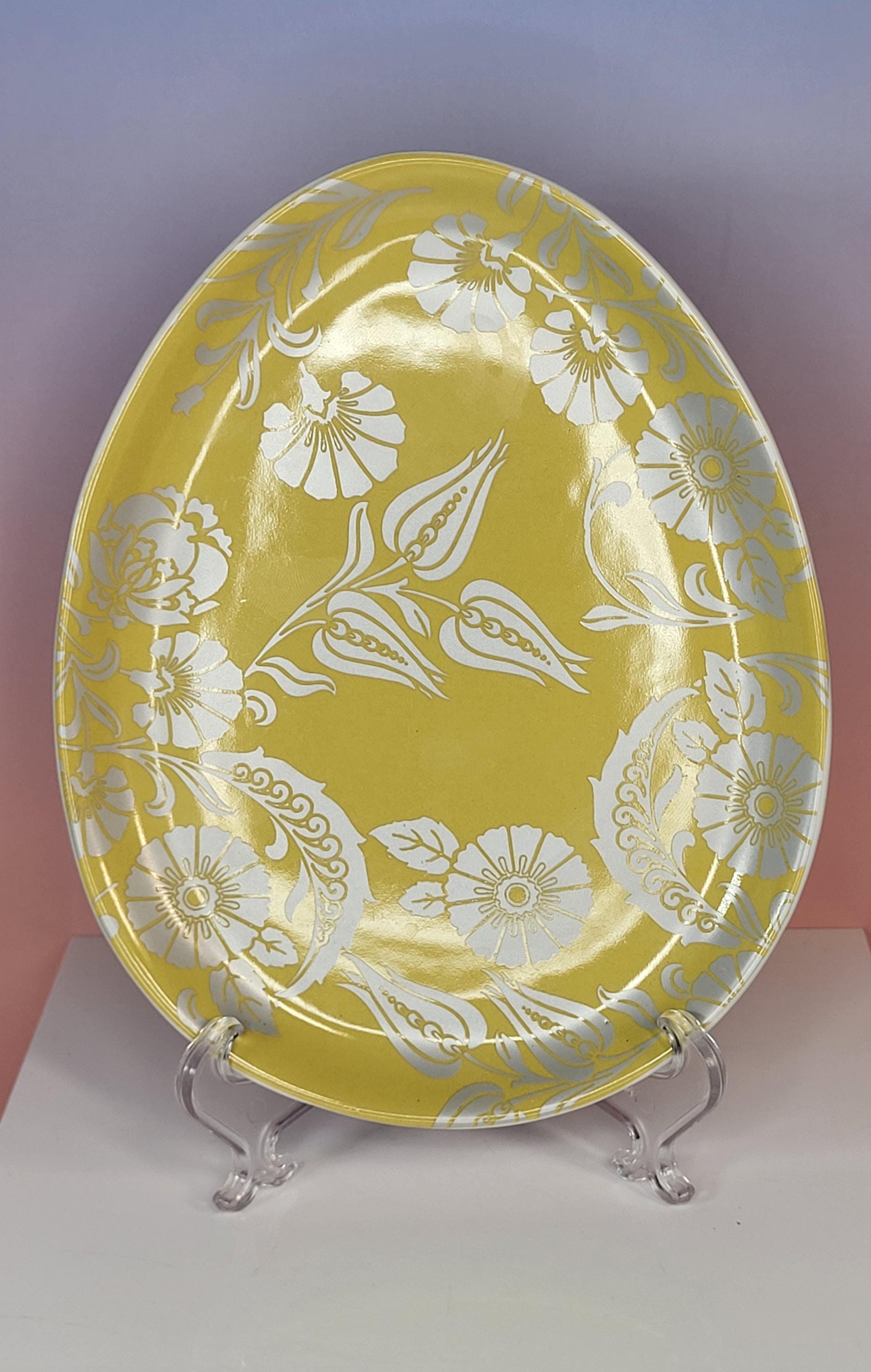 Pottery Barn Floral Easter Egg Plates - Handcrafted Stoneware Dessert Set view 4