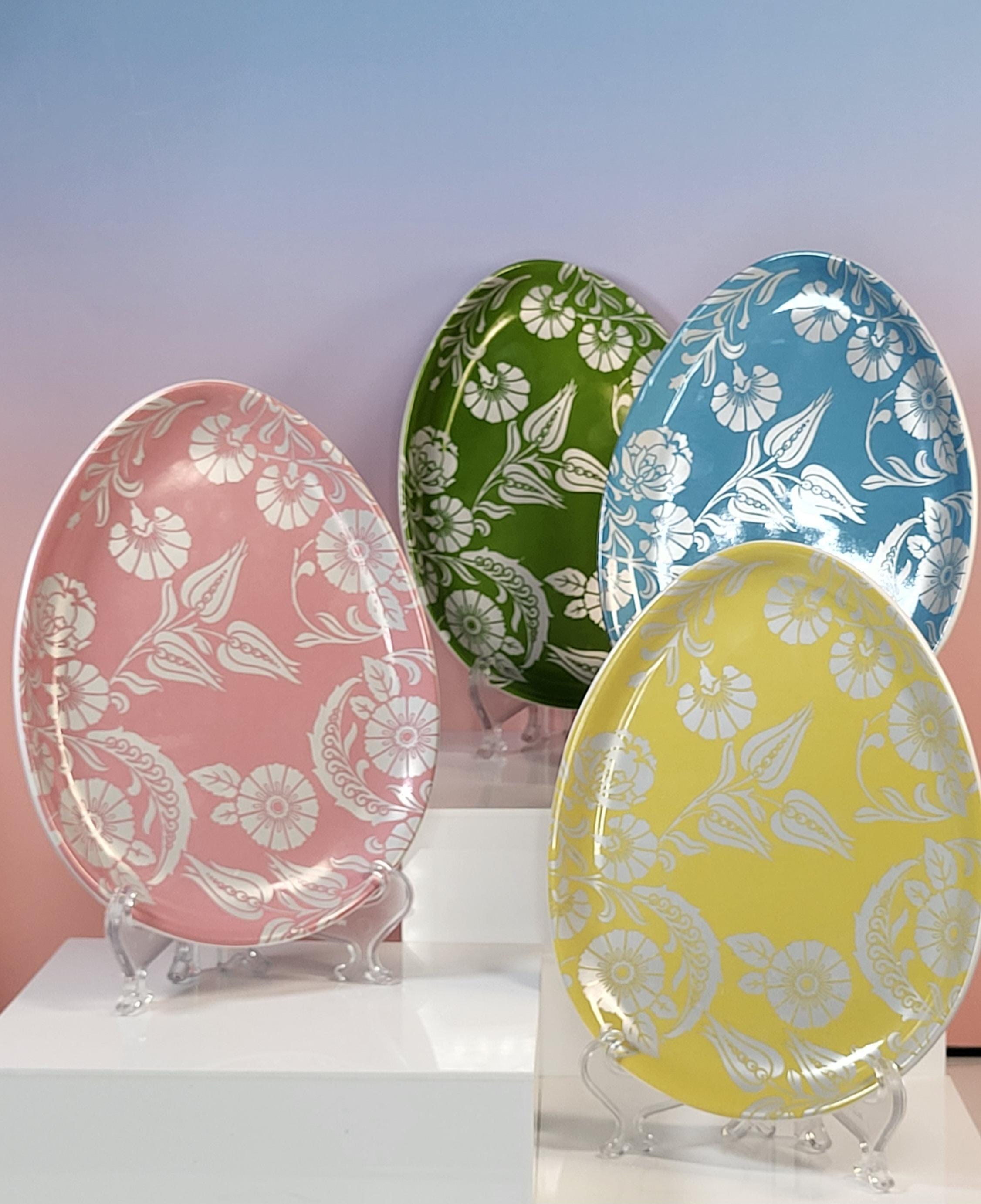 Pottery Barn Floral Easter Egg Plates - Handcrafted Stoneware Dessert Set view 6