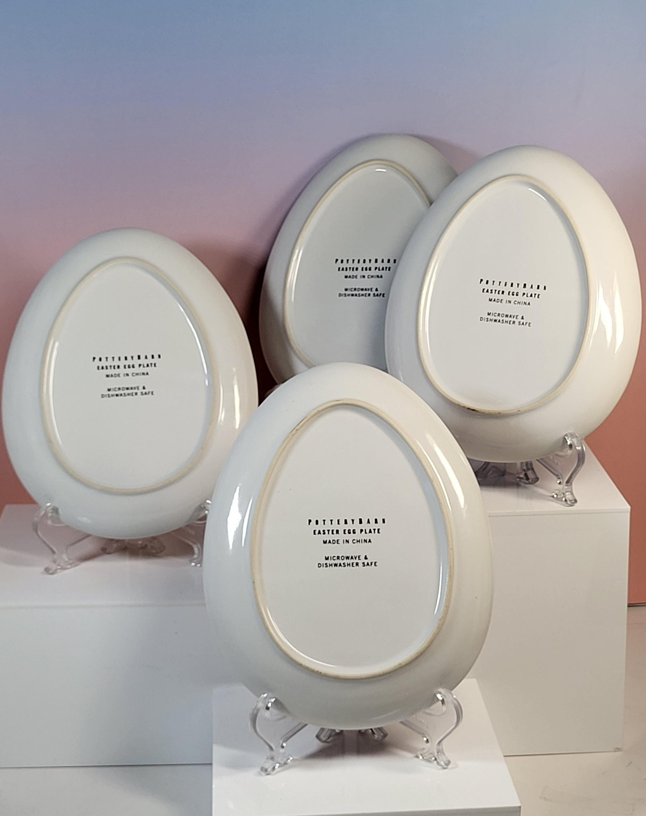 Pottery Barn Floral Easter Egg Plates - Handcrafted Stoneware Dessert Set view 7