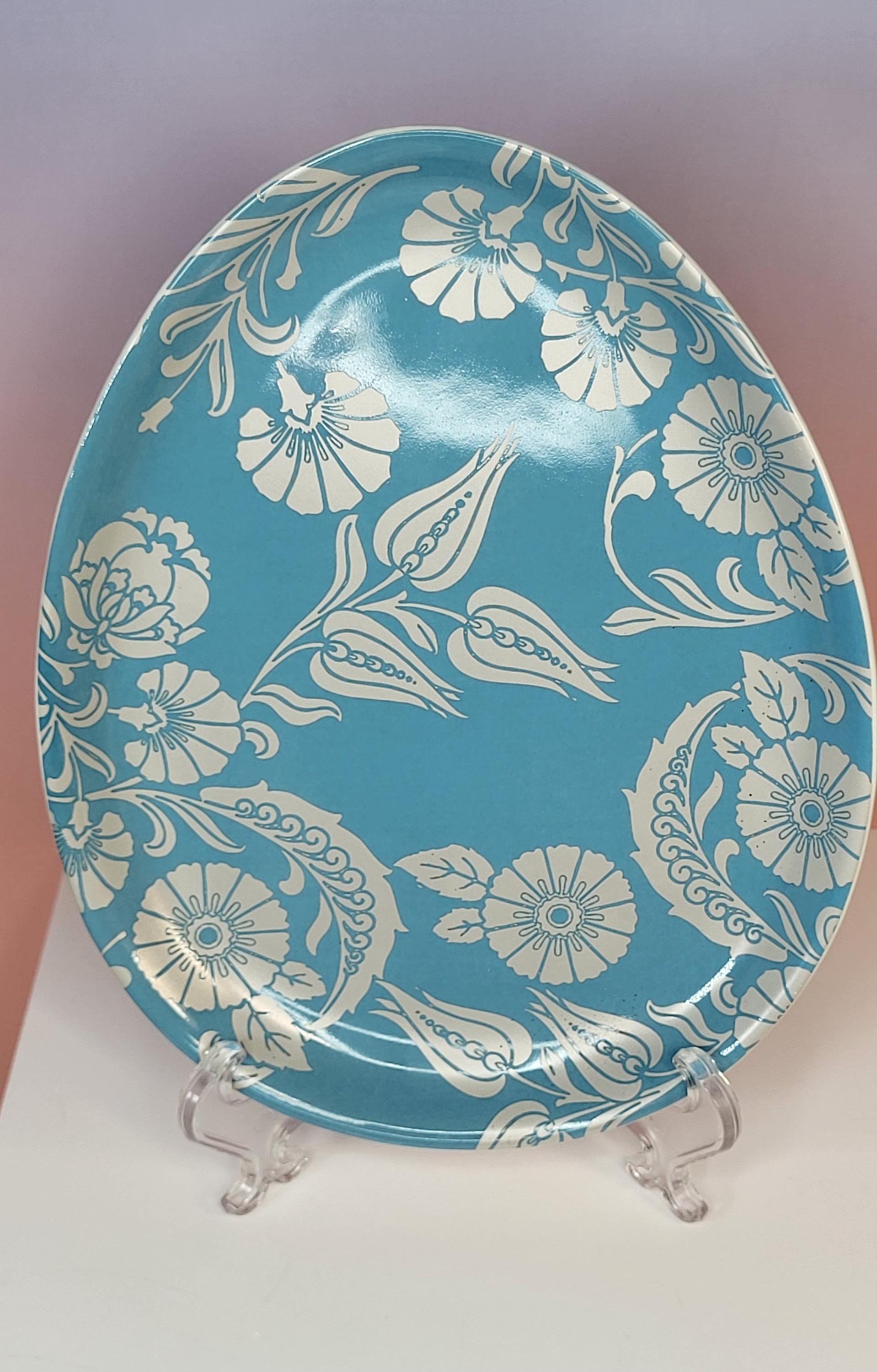 Pottery Barn Floral Easter Egg Plates - Handcrafted Stoneware Dessert Set view 8