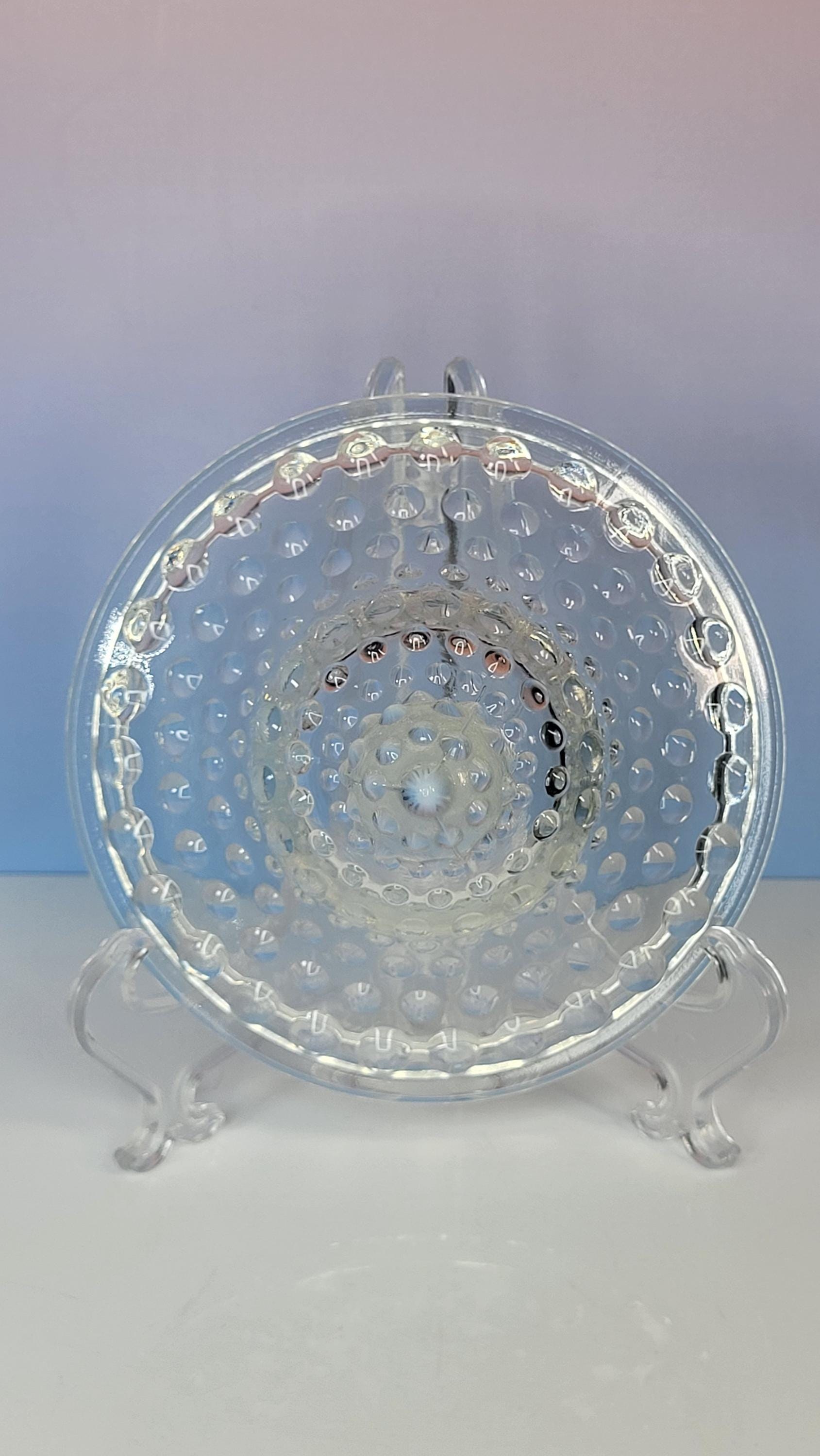 Fenton Moonstone Hobnail Candy Dish - Pale Blue Opalescent Footed Jar view 5