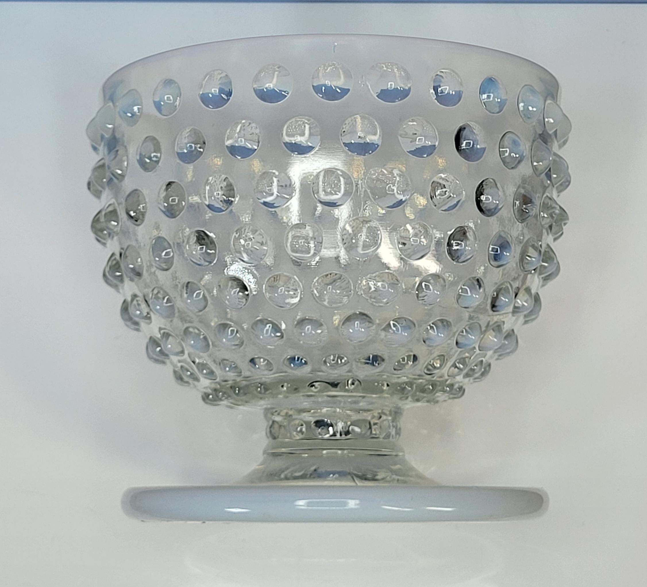 Fenton Moonstone Hobnail Candy Dish - Pale Blue Opalescent Footed Jar view 7