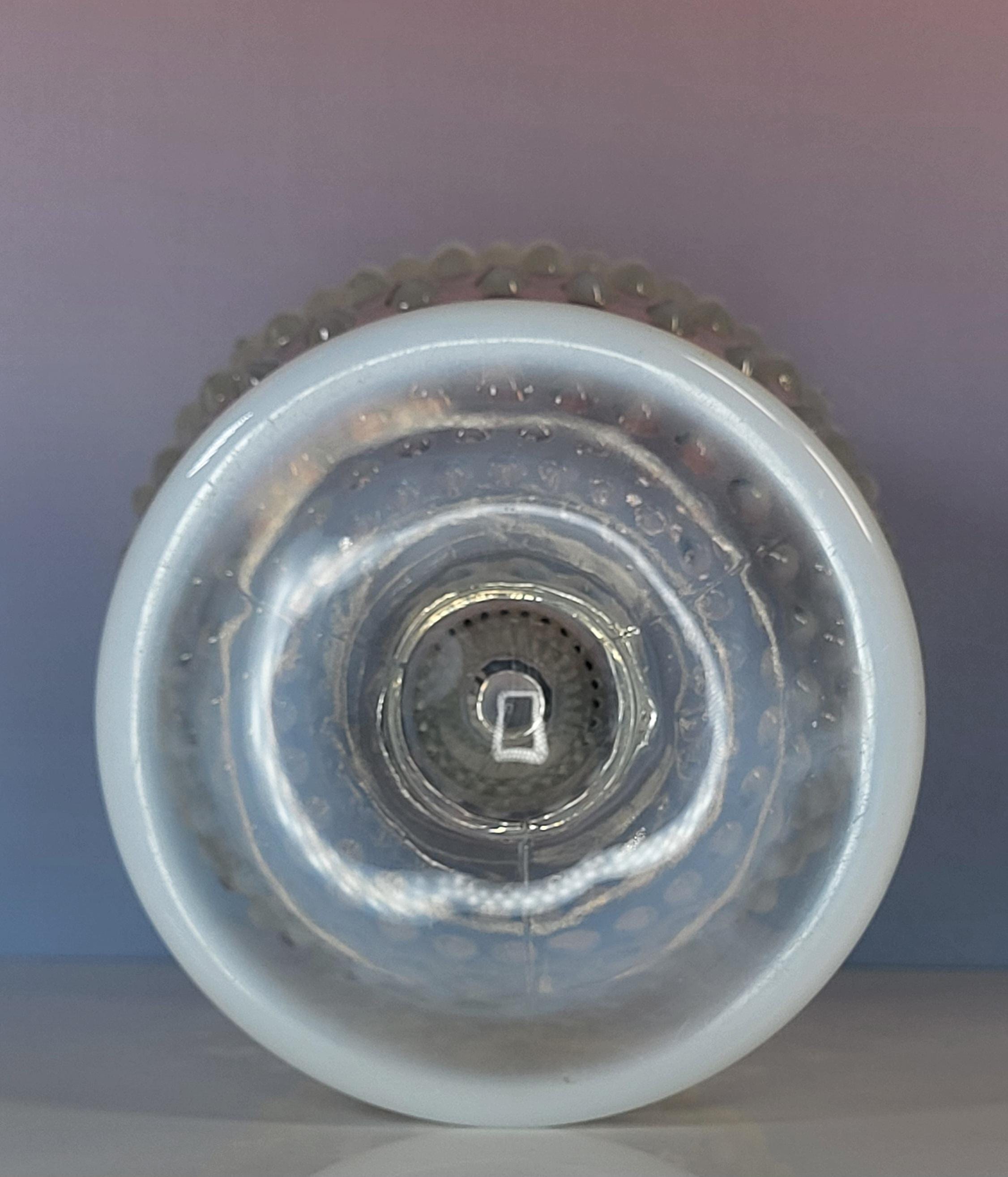 Fenton Moonstone Hobnail Candy Dish - Pale Blue Opalescent Footed Jar view 8