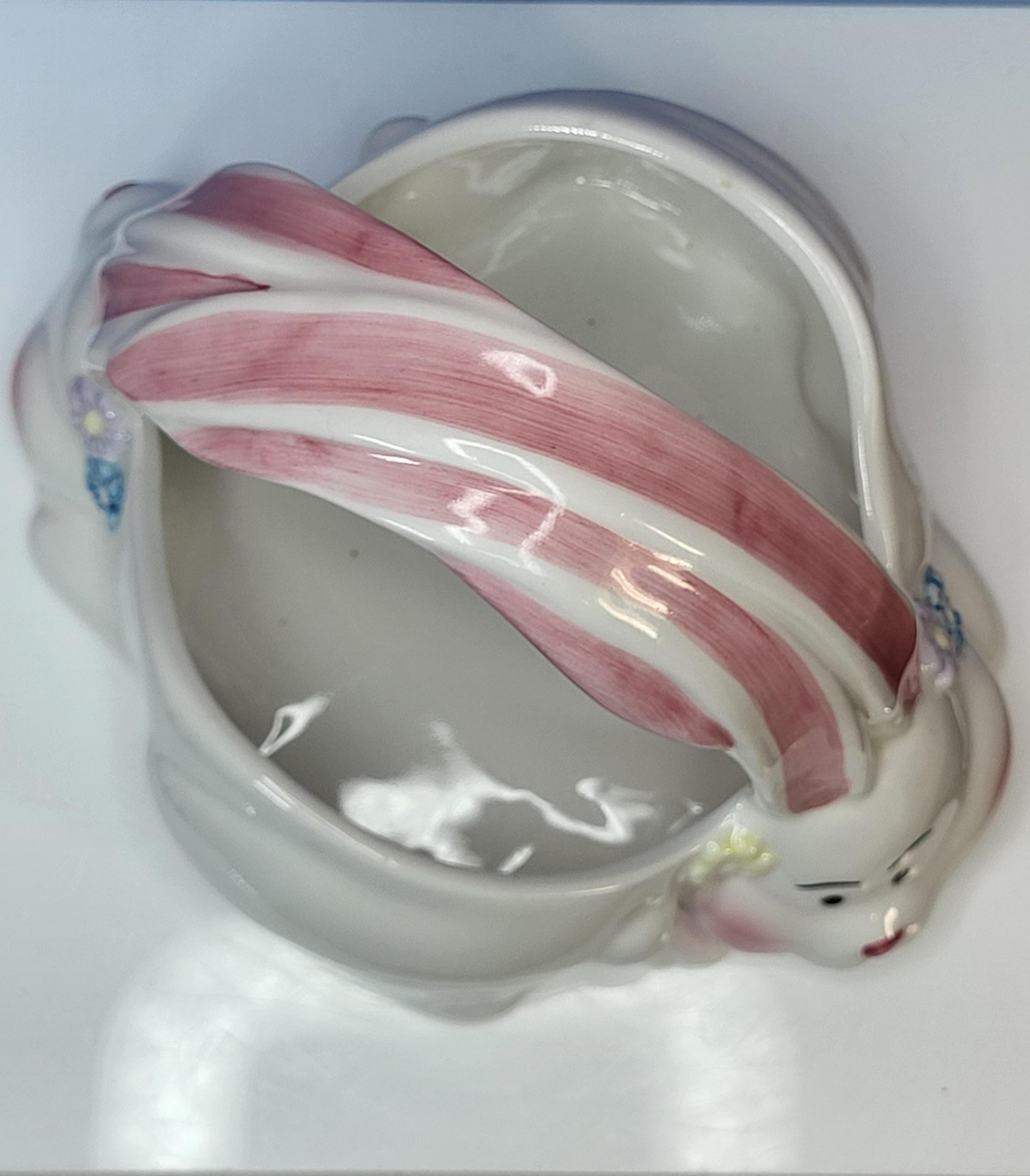 Vintage Hand-Painted Ceramic Easter Bunny Basket view 6